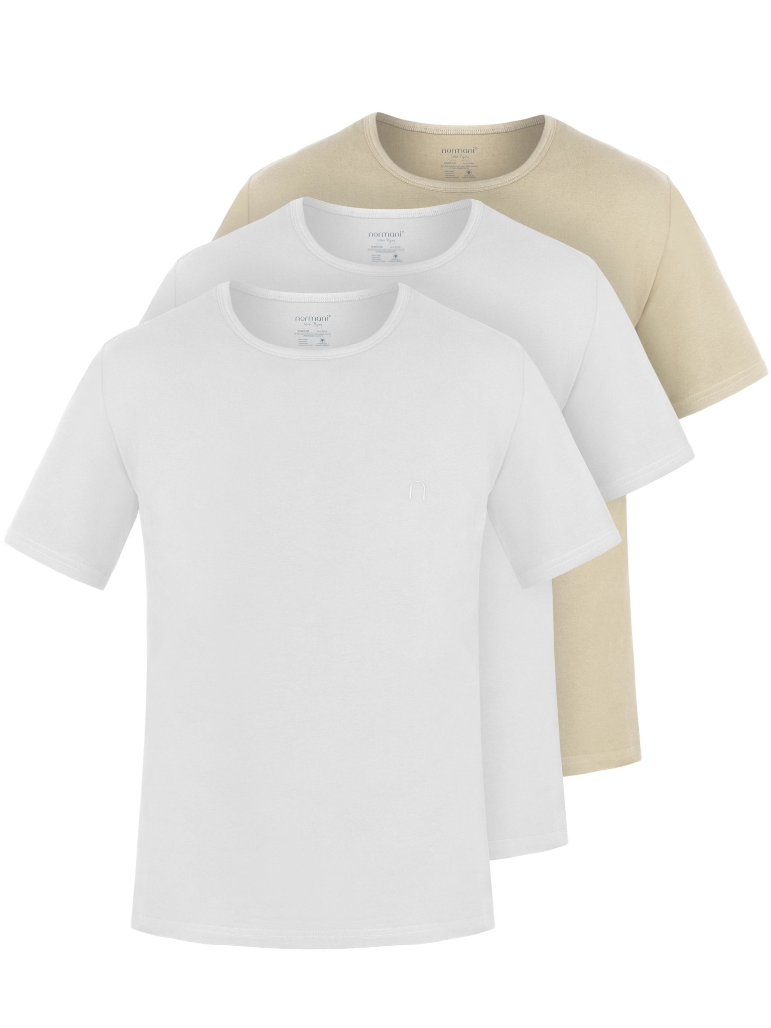 Bild von 3er Set Herren T-Shirts aus Bio-Baumwolle „Nyons“ Beige/Weiß/Weiß