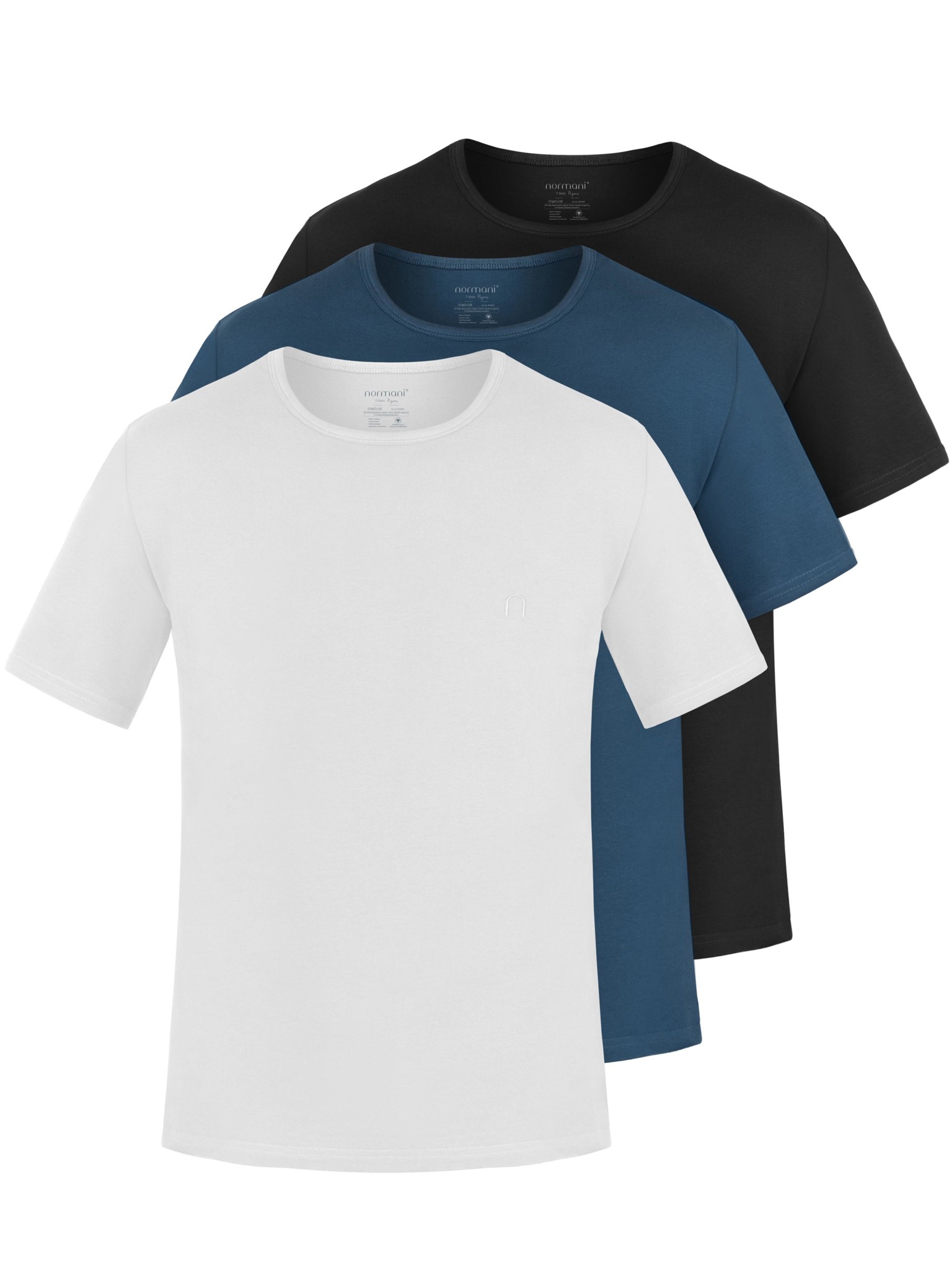 Bild von 3er Set Herren T-Shirts aus Bio-Baumwolle „Nyons“ Marine/Schwarz/Weiß