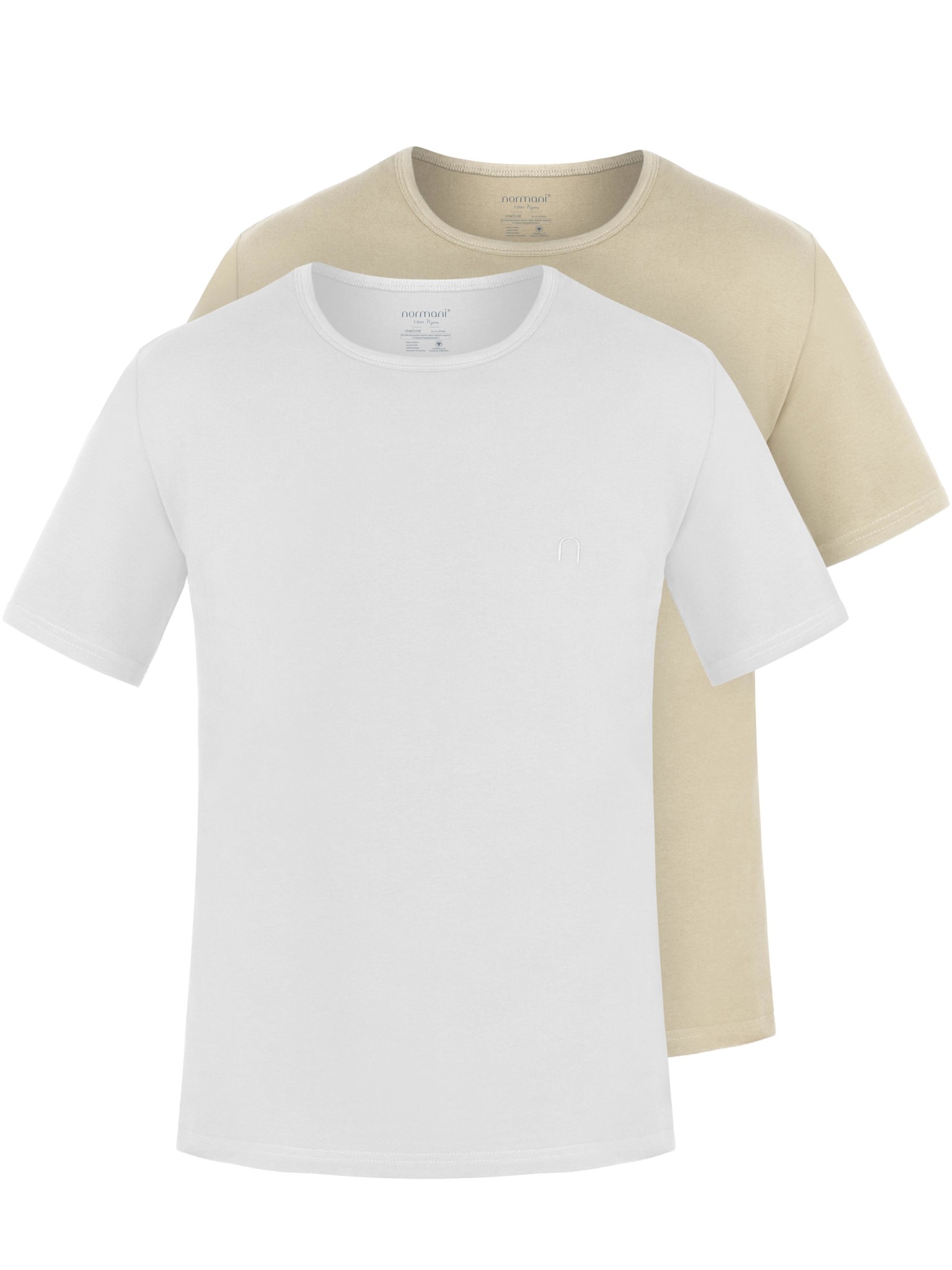 Bild von 2er Set Herren T-Shirts aus Bio-Baumwolle „Nyons“ Beige/Weiß