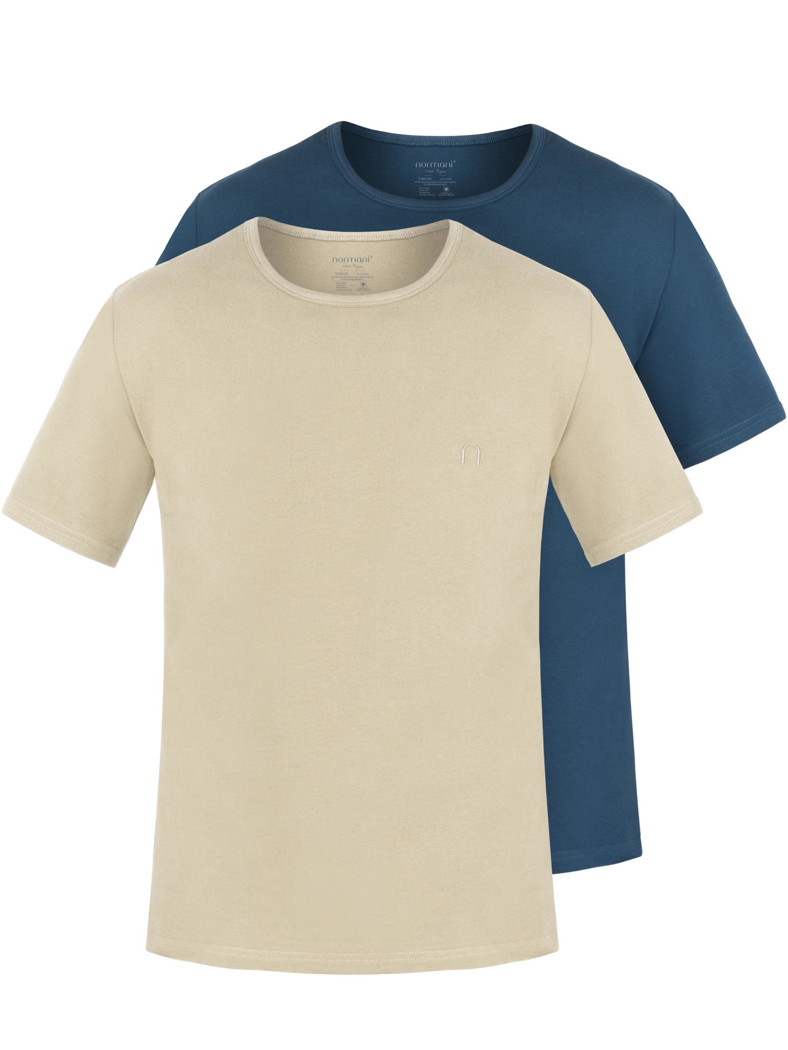 Bild von 2er Set Herren T-Shirts aus Bio-Baumwolle „Nyons“ Beige/Marine