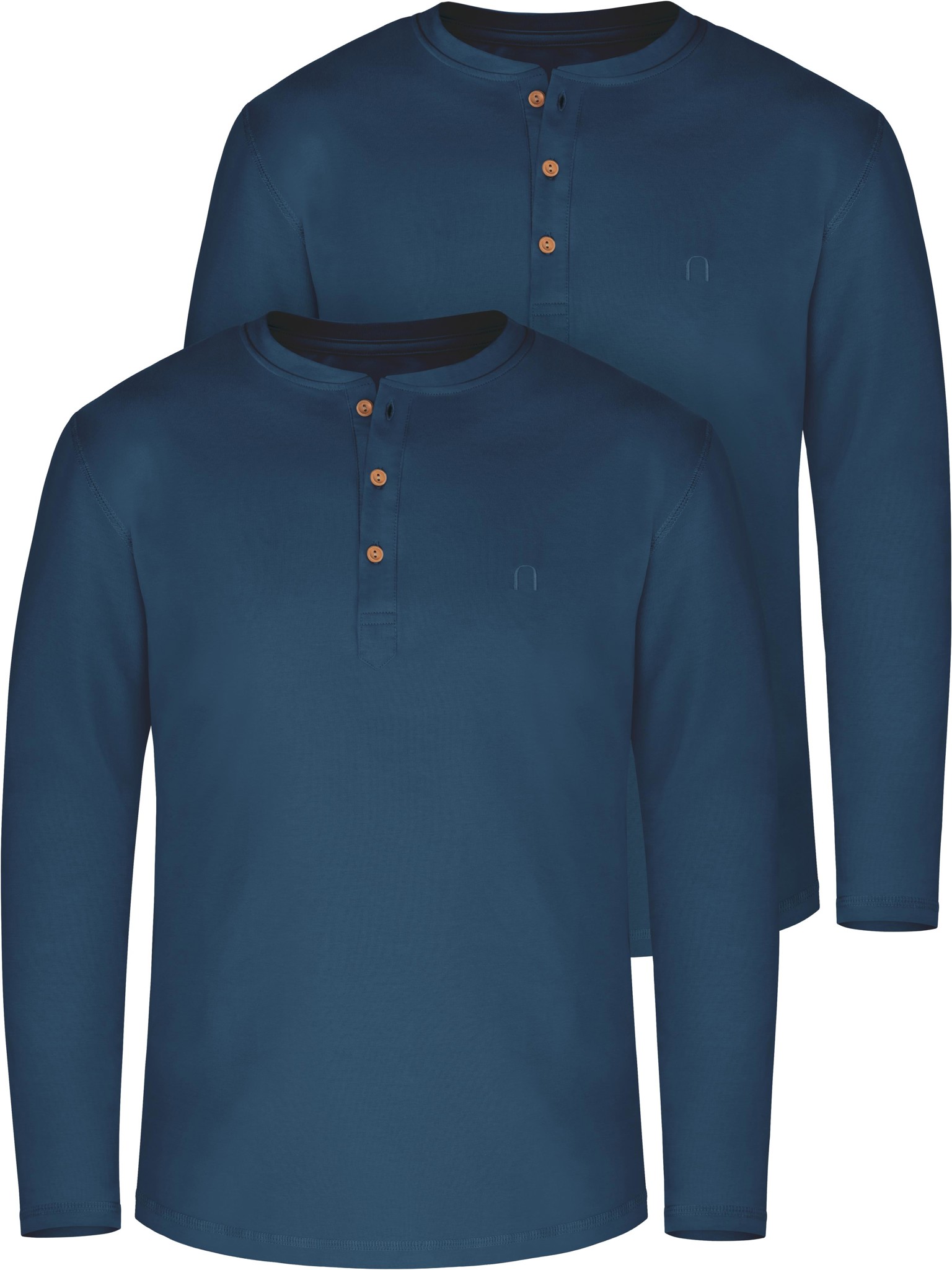 Bild von 2er Set Herren Langarm Shirts aus Bio-Baumwolle „Neuville“ Marine