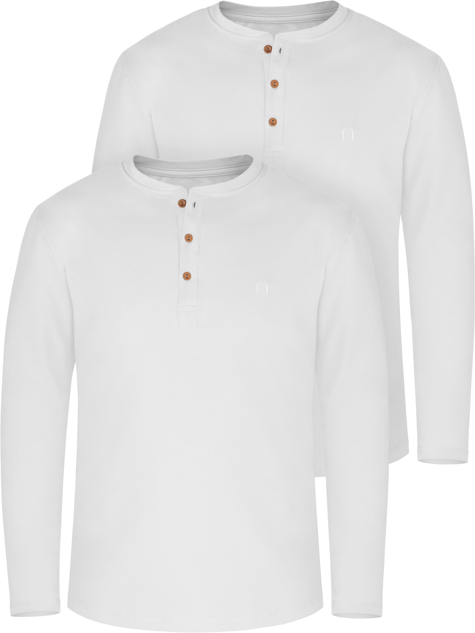 Bild von 2er Set Herren Langarm Shirts aus Bio-Baumwolle „Neuville“ Weiß