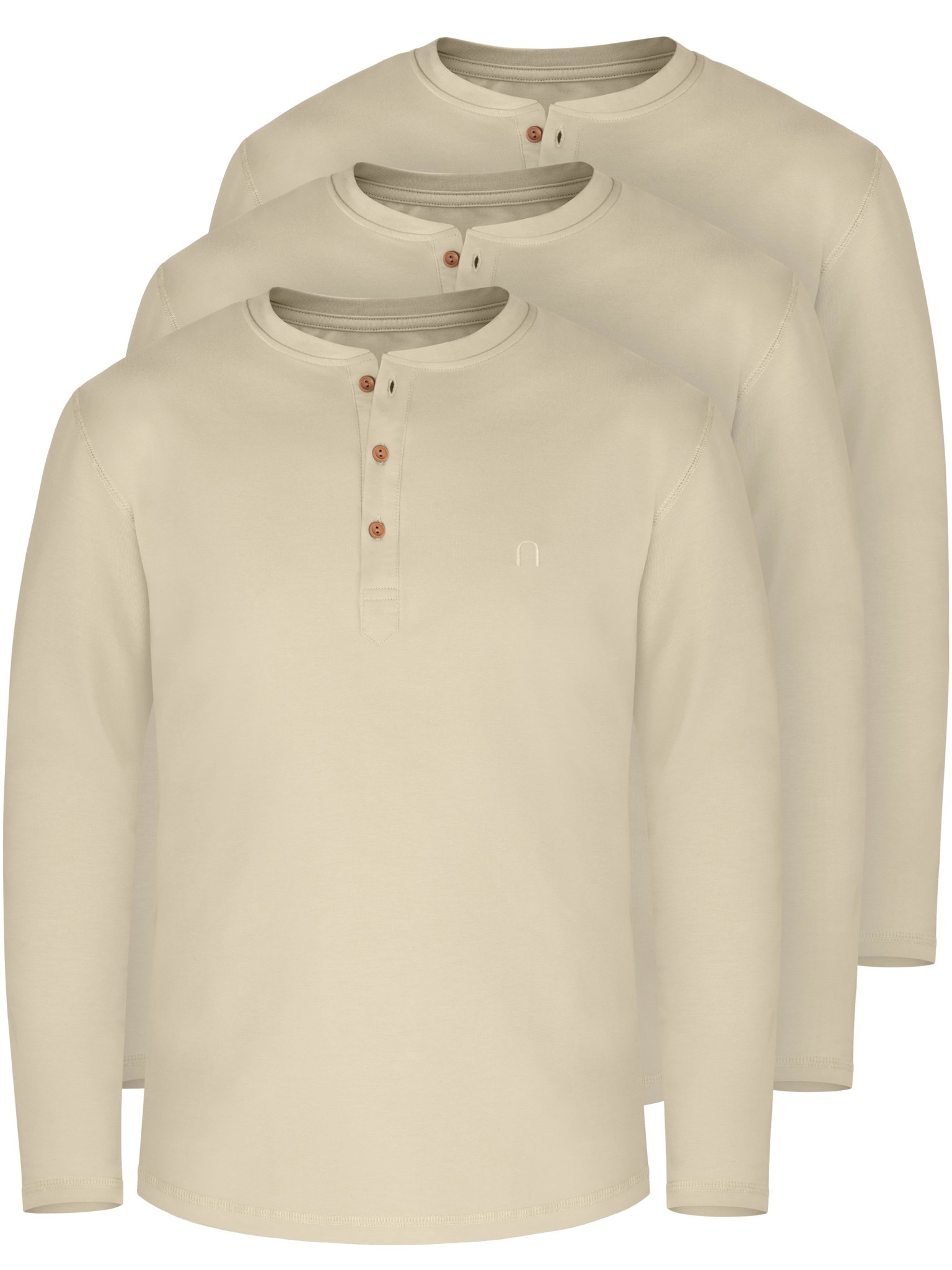 Bild von 3er Set Herren Langarm Shirts aus Bio-Baumwolle „Neuville“ Beige