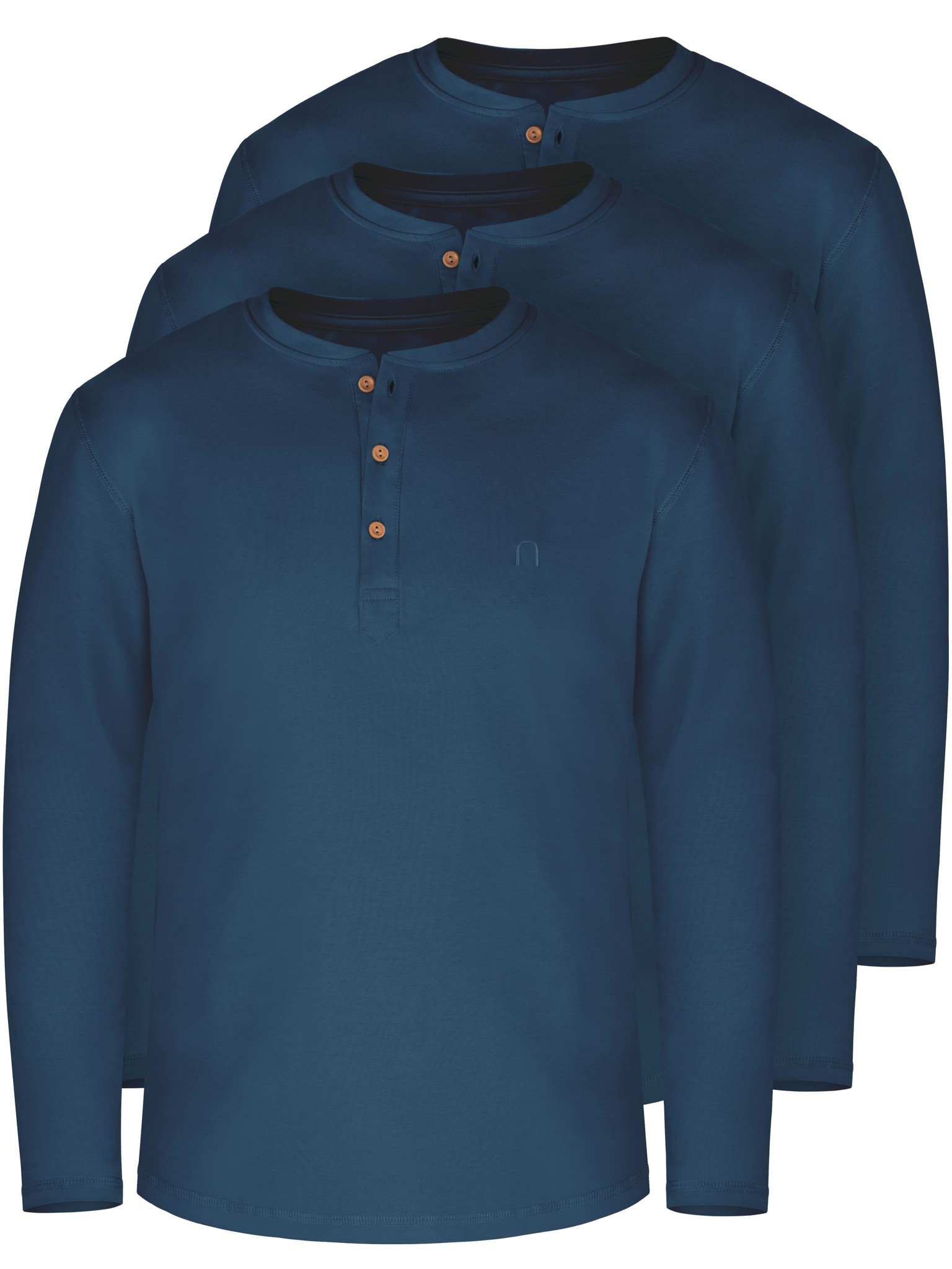 Bild von 3er Set Herren Langarm Shirts aus Bio-Baumwolle „Neuville“ Marine