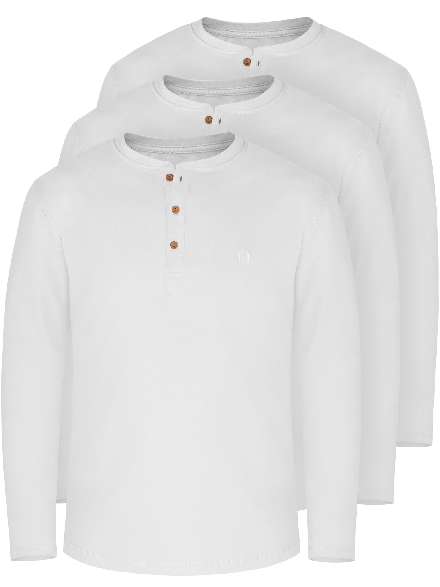 Bild von 3er Set Herren Langarm Shirts aus Bio-Baumwolle „Neuville“ Weiß