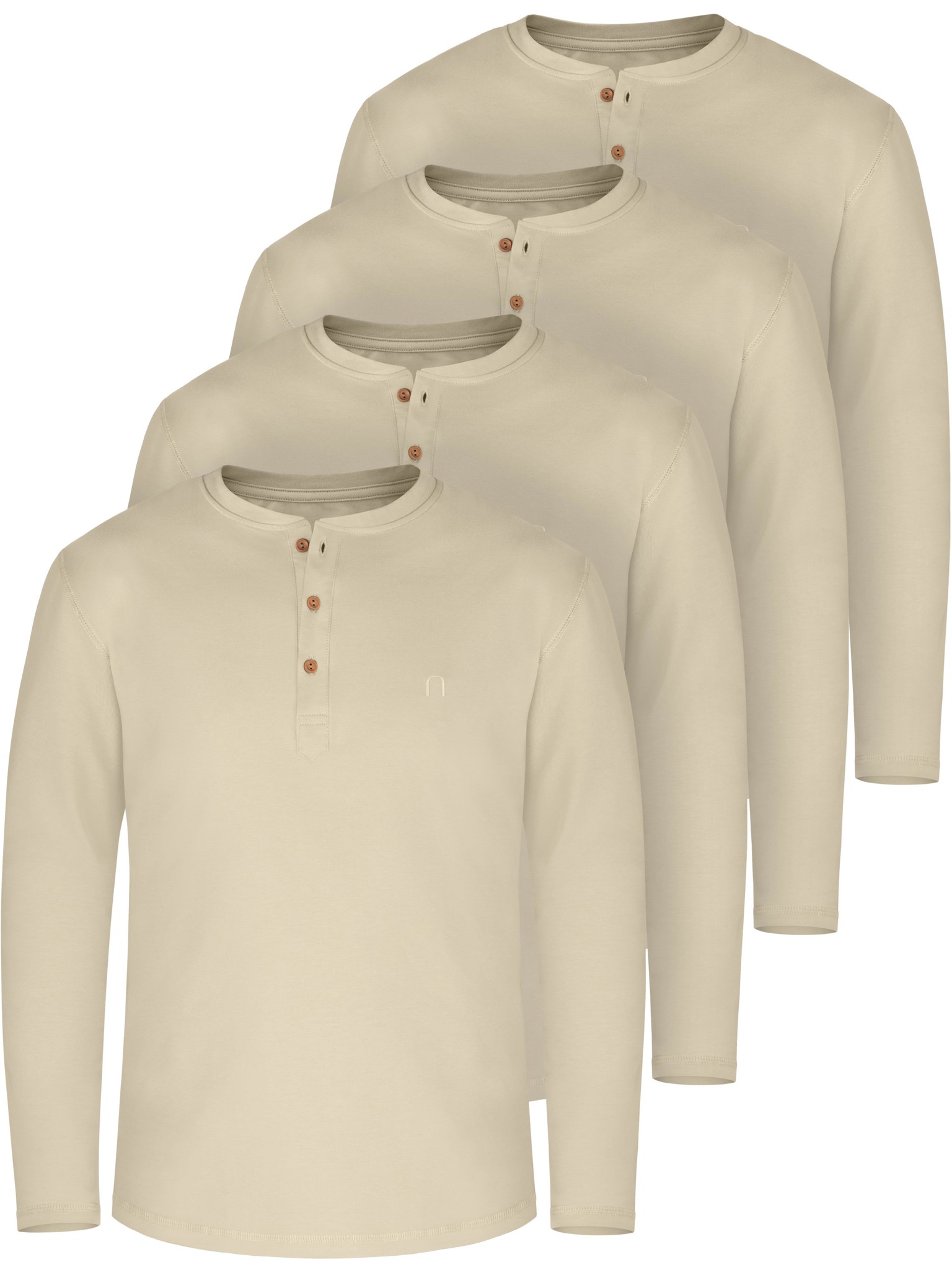 Bild von 4er Set Herren Langarm Shirts aus Bio-Baumwolle „Neuville“ Beige