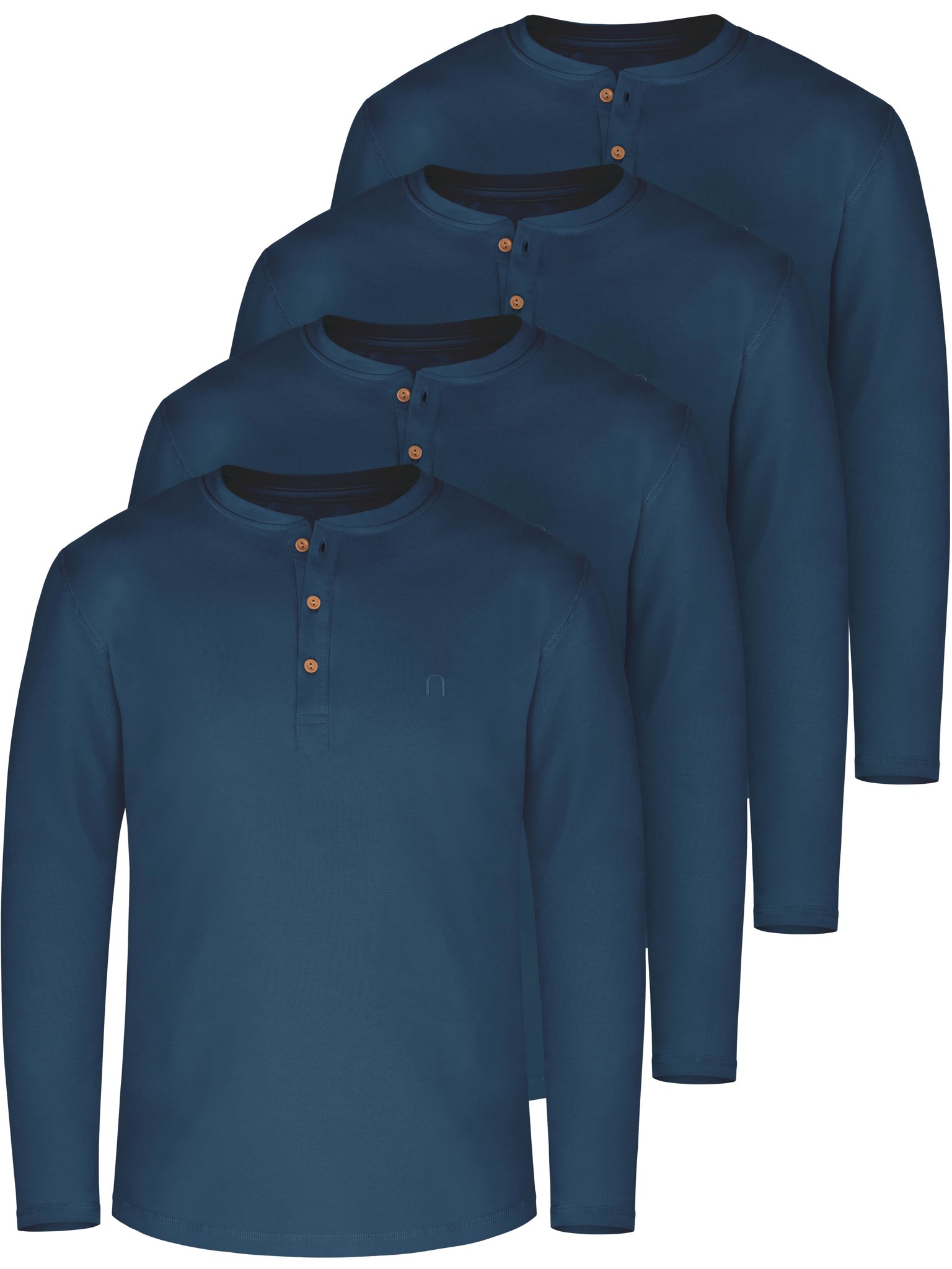 Bild von 4er Set Herren Langarm Shirts aus Bio-Baumwolle „Neuville“ Marine