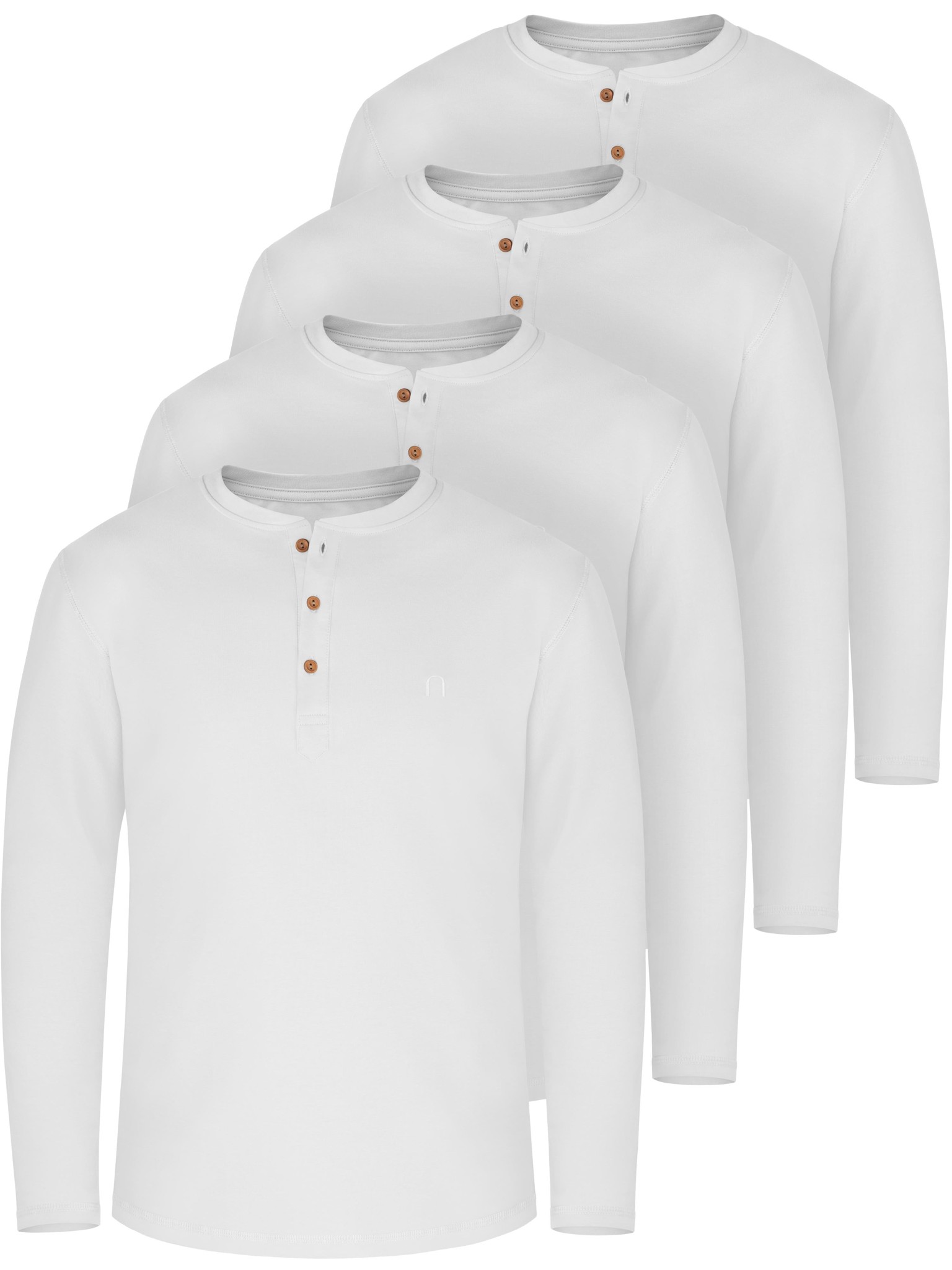 Bild von 4er Set Herren Langarm Shirts aus Bio-Baumwolle „Neuville“ Weiß