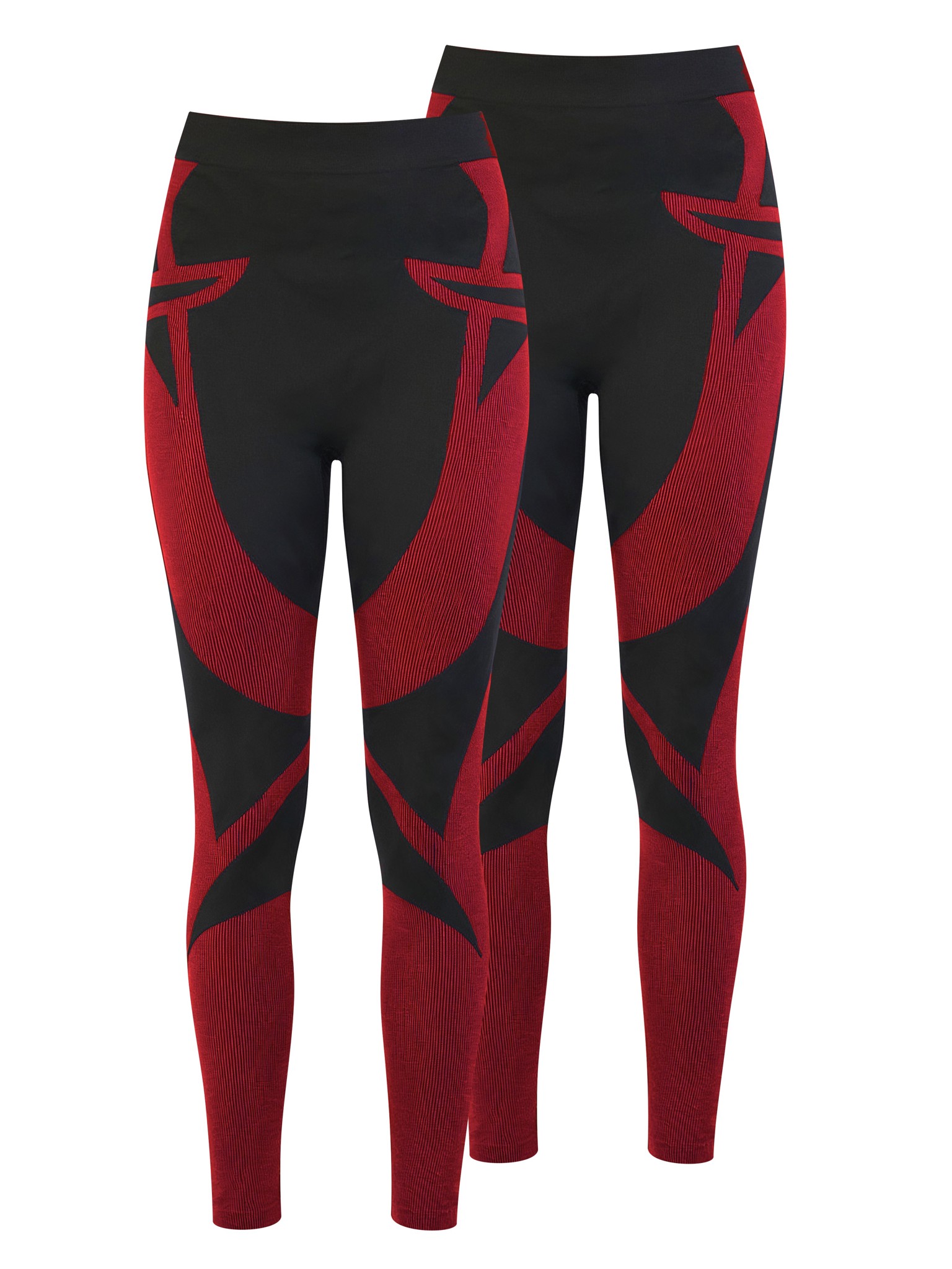 Bild von 2 x Thermounterhose Lange Skiunterwäsche Unisex Schwarz/Rot