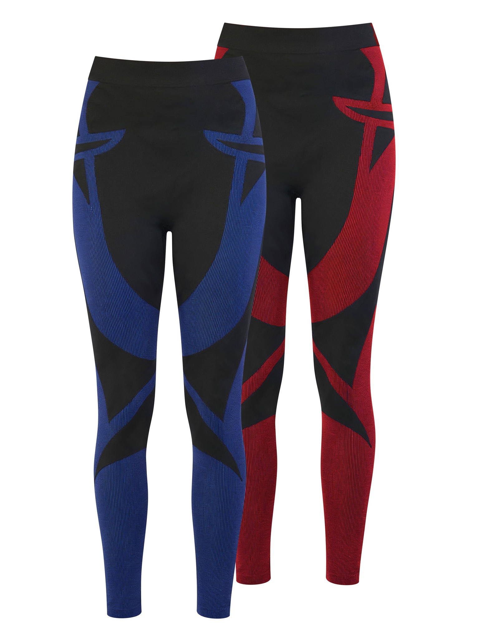 Bild von 2 x Thermounterhose Lange Skiunterwäsche für Damen Schwarz/Rot + Schwarz/Blau