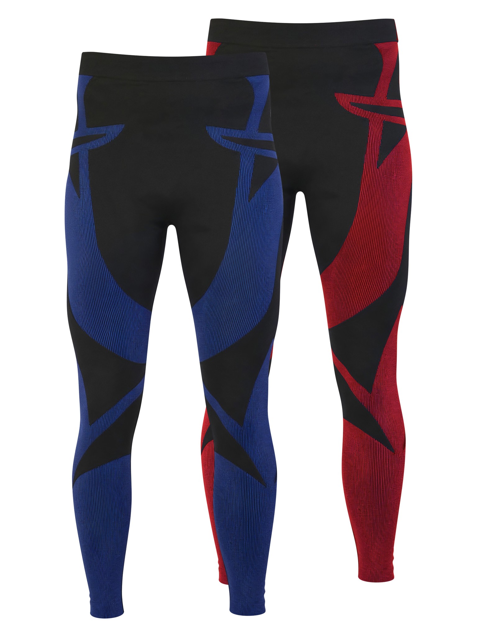 Bild von 2 x Thermounterhose Lange Skiunterwäsche für Herren Schwarz/Rot + Schwarz/Blau