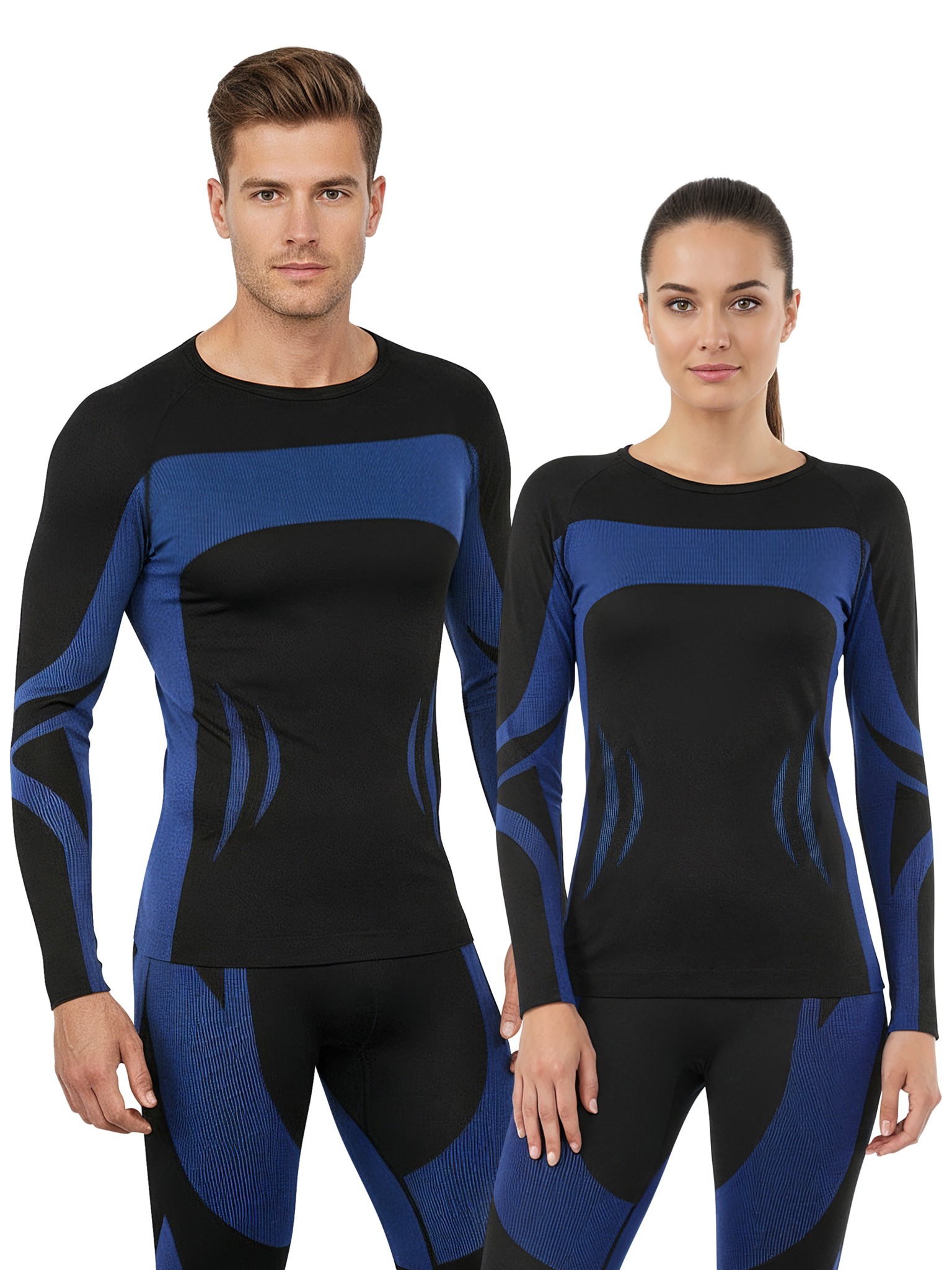 Bild von Unisex Thermounterhemd langarm Schwarz/Blau