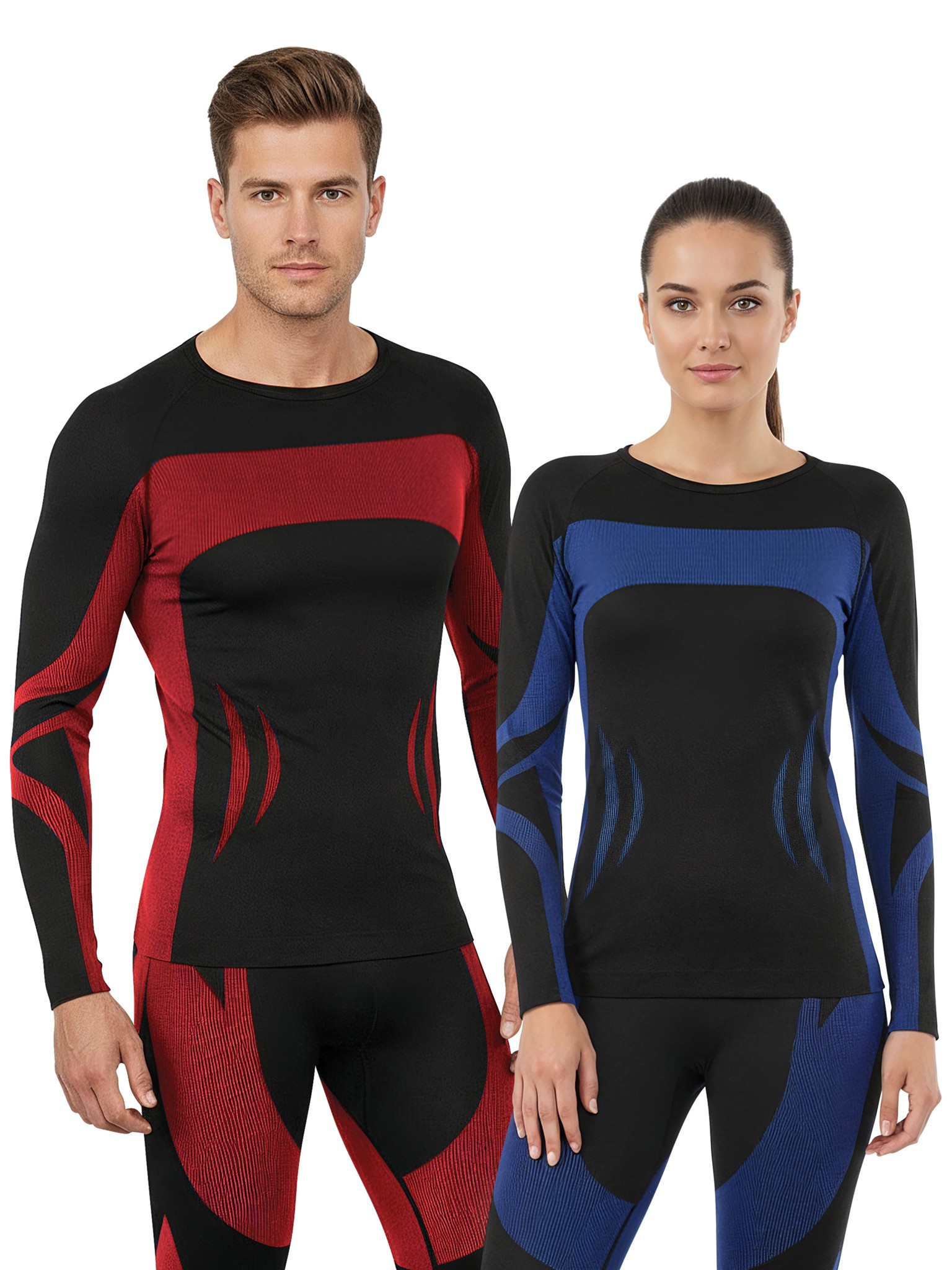 Bild von Unisex Thermounterhemd langarm Schwarz/Rot