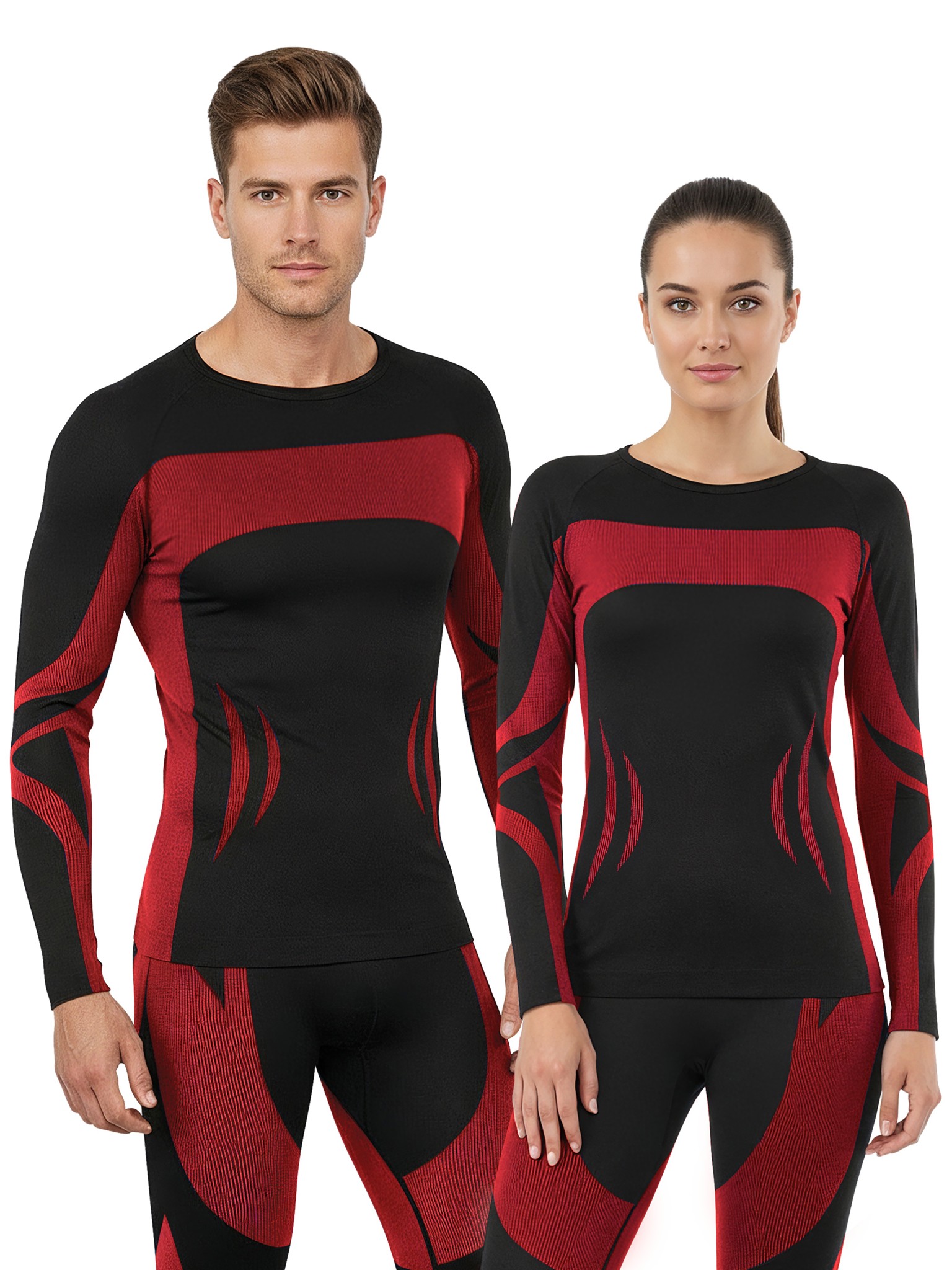 Bild von 1x Unisex Thermounterhemd langarm Schwarz/Rot