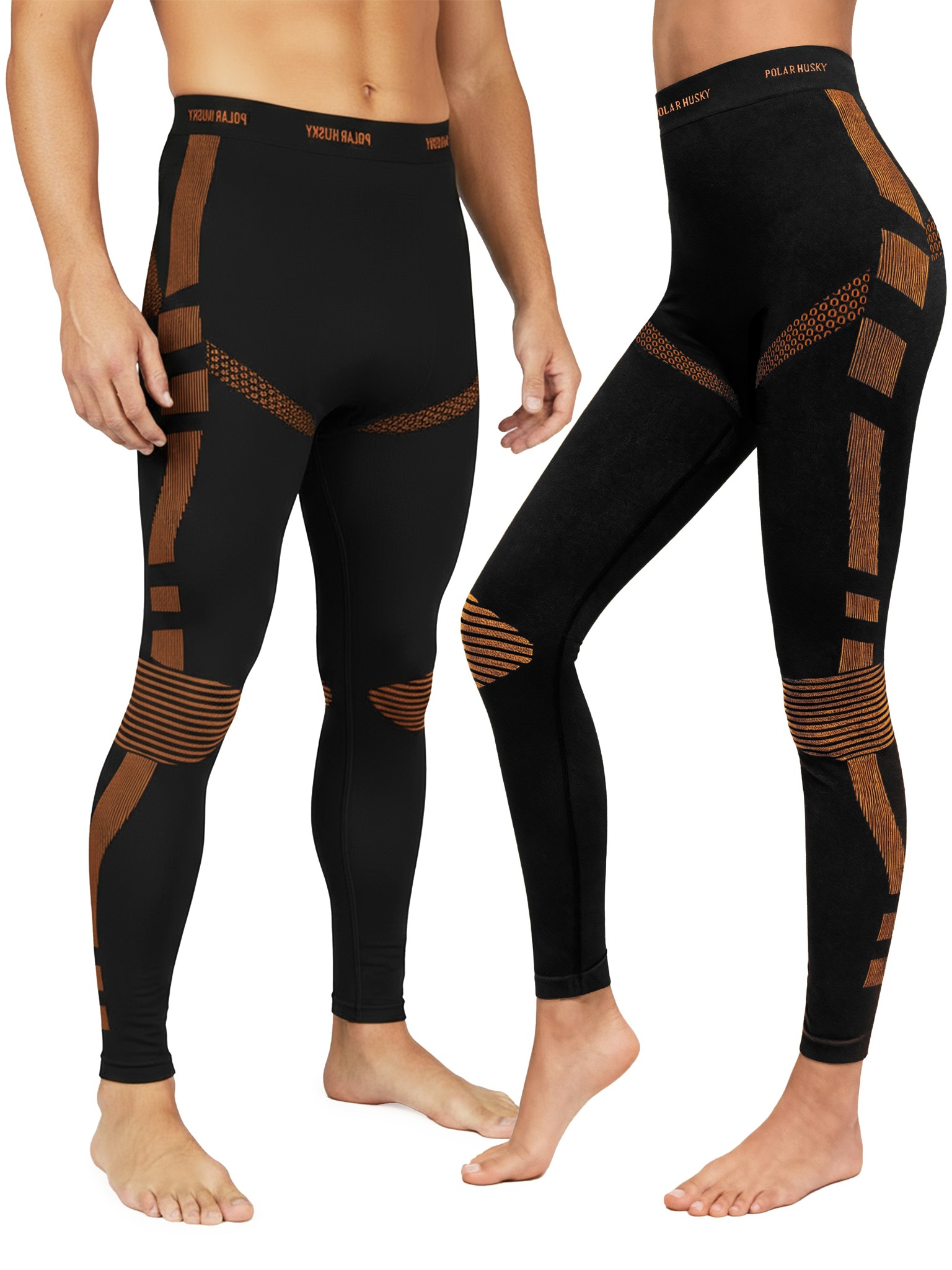 Bild von 1x Thermohose Lange Thermounterhose für Damen und Herren Orange