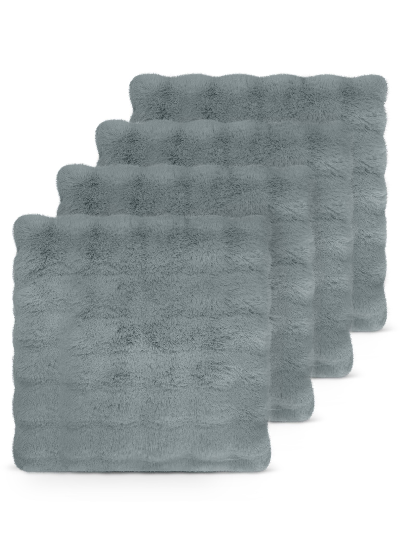 Bild von 4er Set Kissenbezüge aus Fellimität 60x60 cm „Milan“ Dunkelgrau