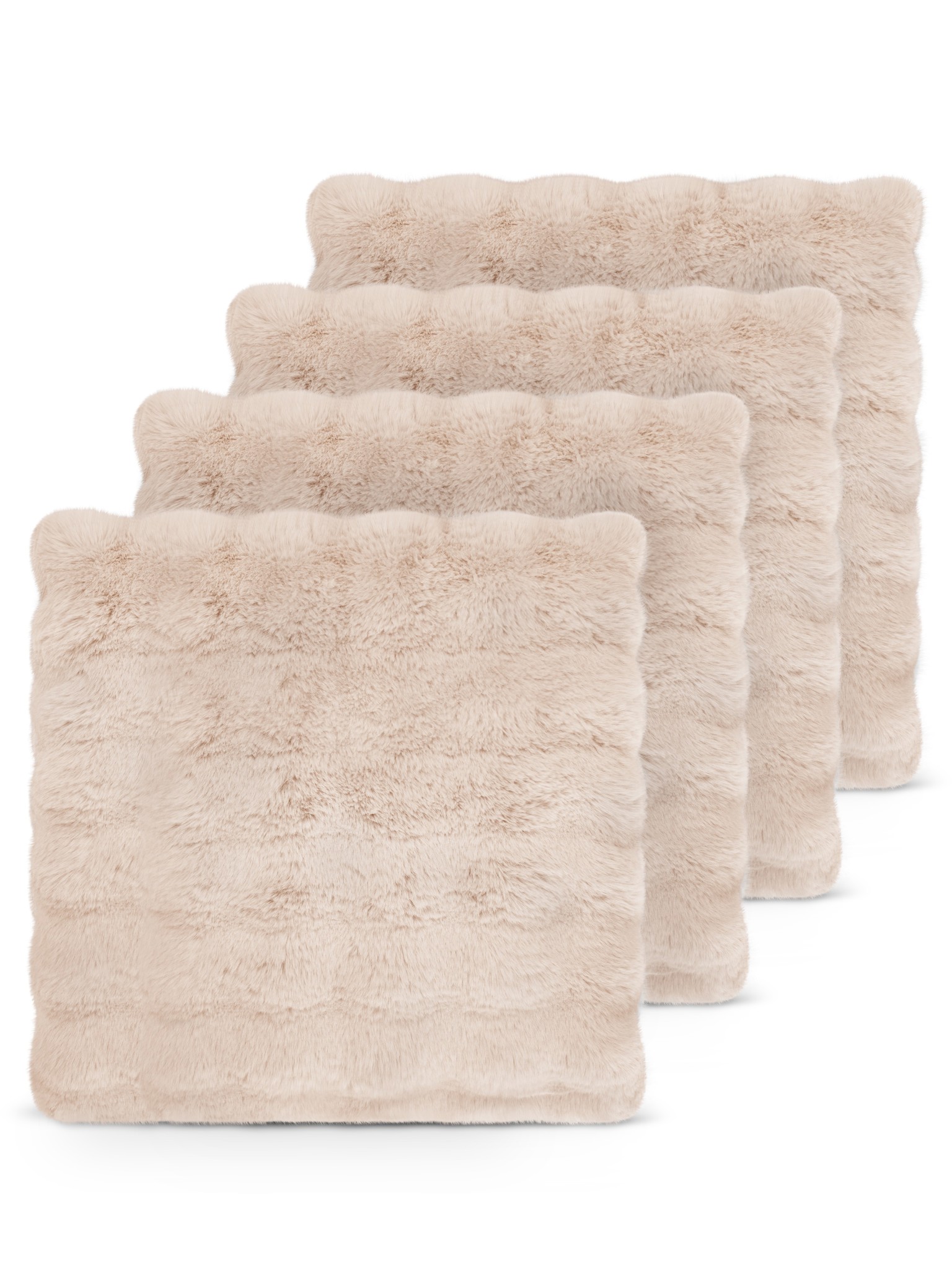 Bild von 4er Set Kissenbezüge aus Fellimität 60x60 cm „Milan“ Taupe