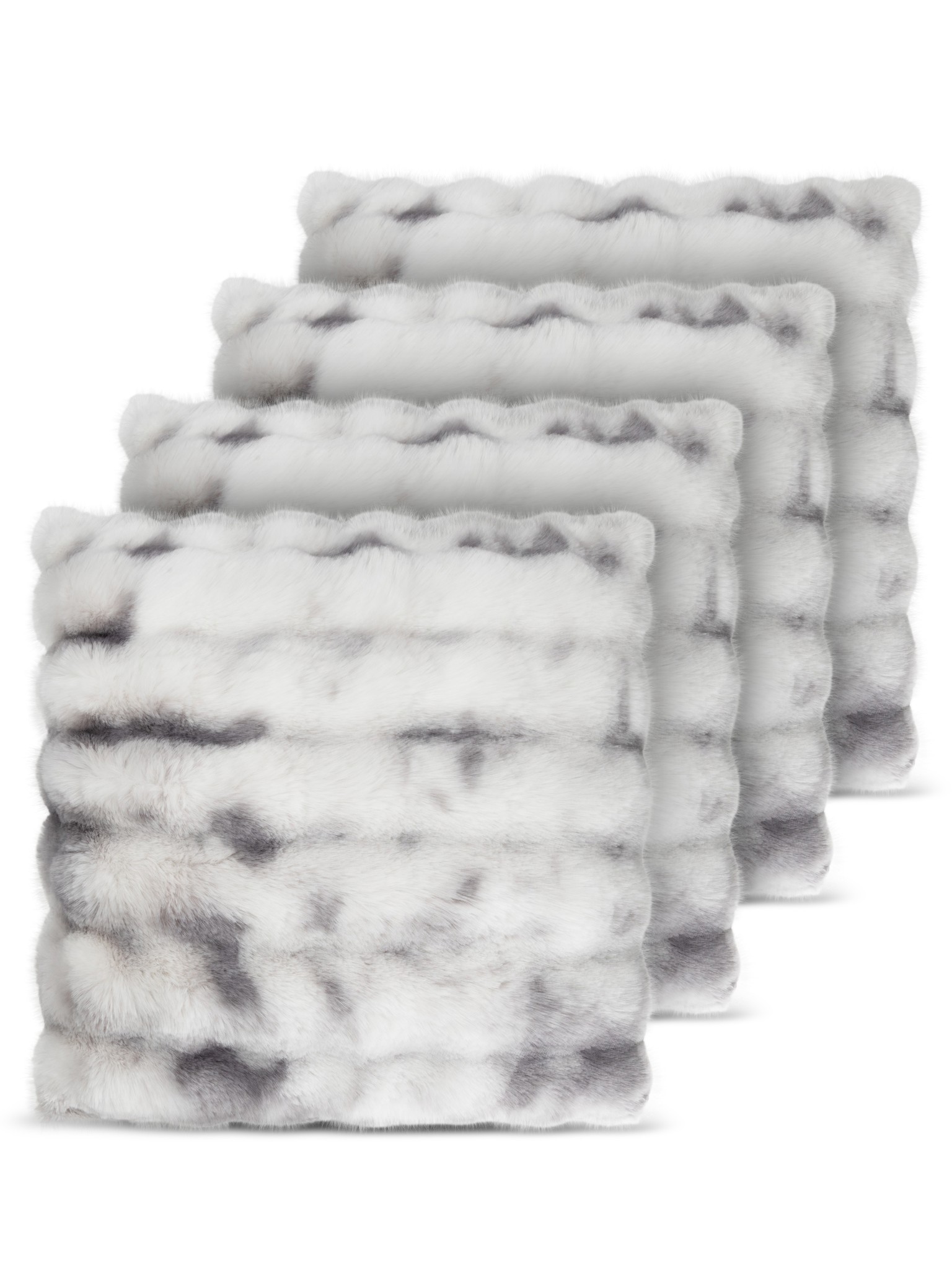 Bild von 4er Set Kissenbezüge aus Fellimität 60x60 cm „Milan“ Hellgrau