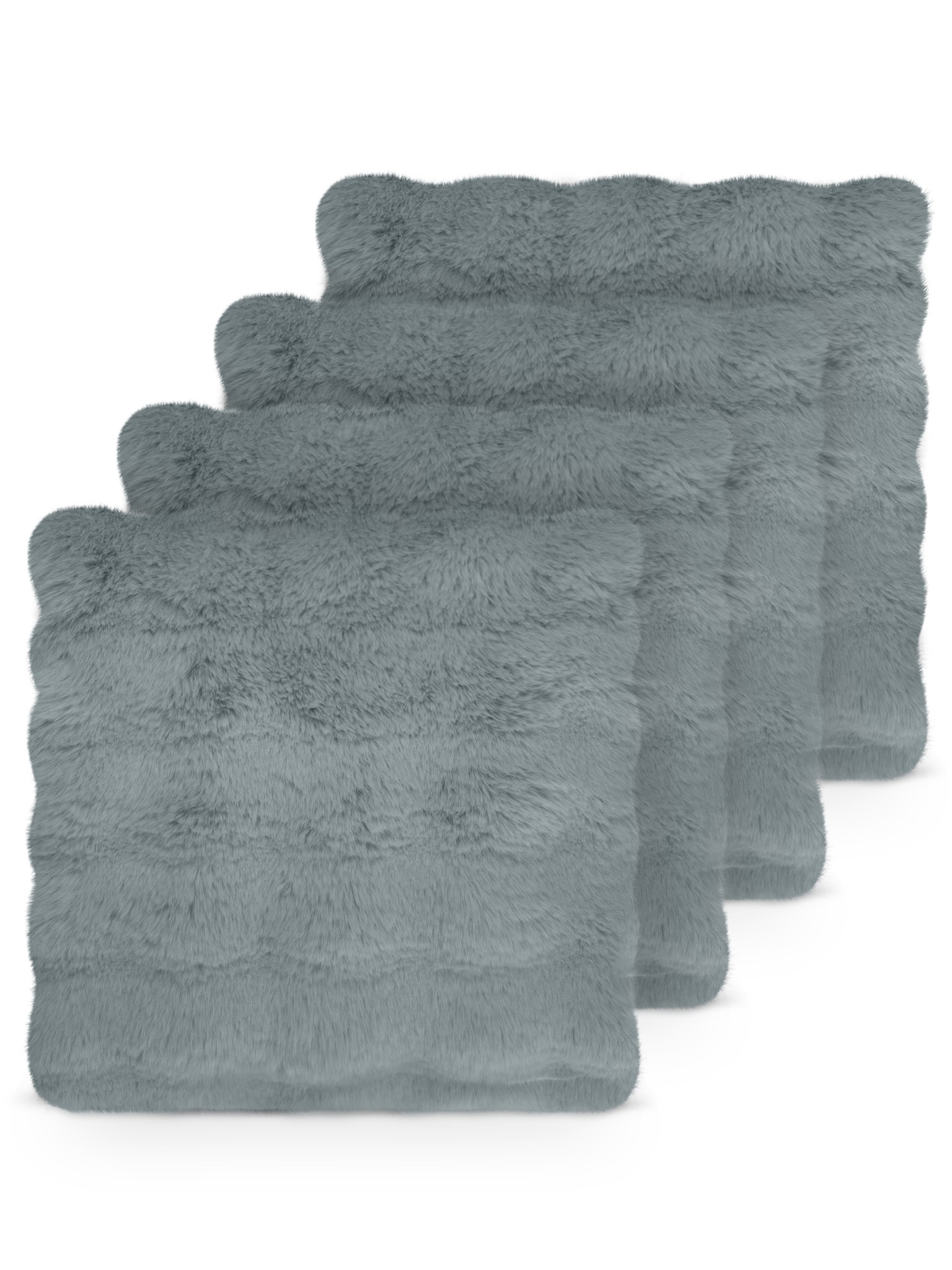 Bild von 4er Set Kissenbezüge aus Fellimität 45x45 cm „Milan“ Dunkelgrau