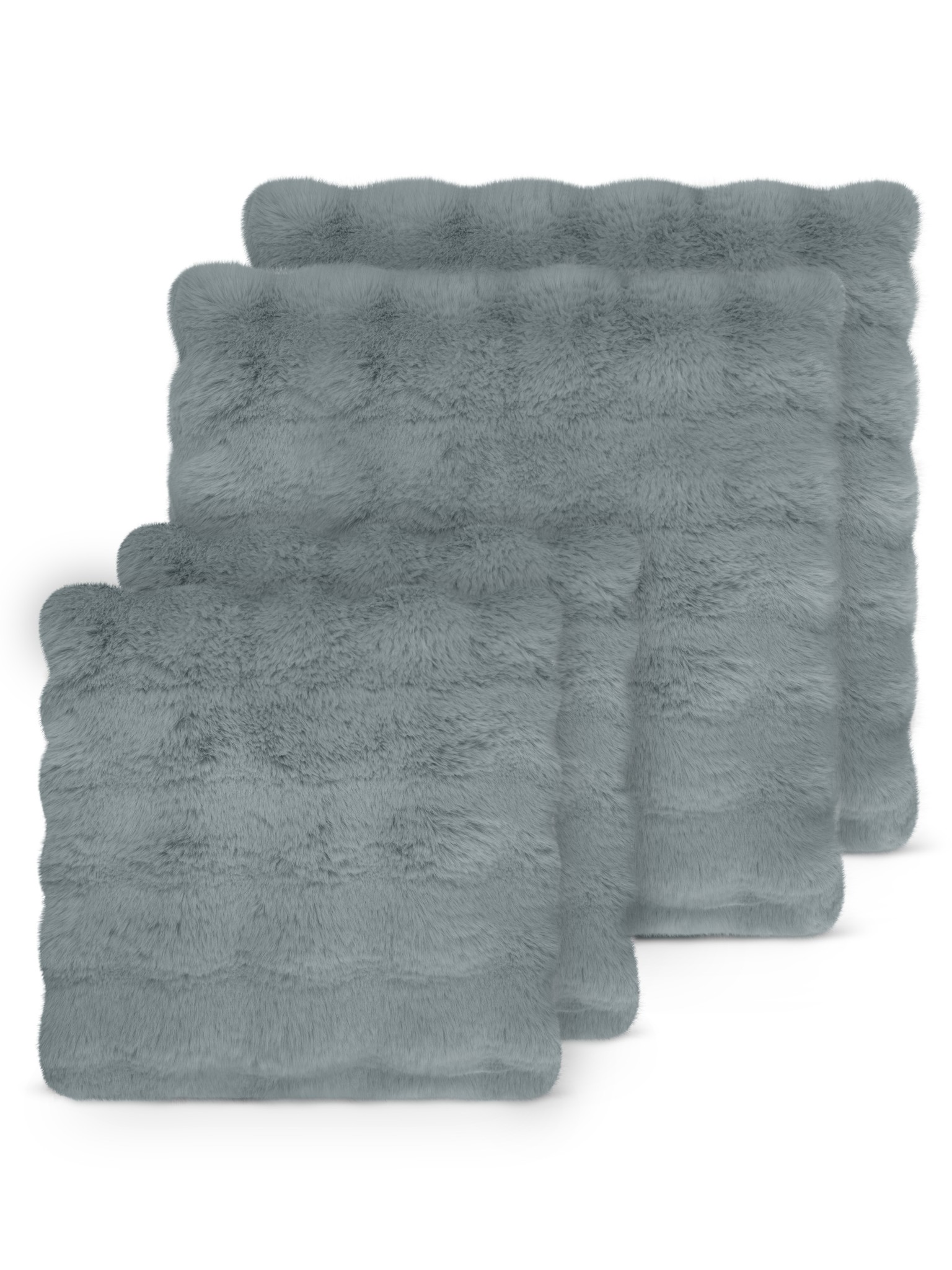 Bild von 4 Kissenbezüge aus Fellimitat 2x 45x45 cm, 2x 60x60 cm „Milan“ Dunkelgrau