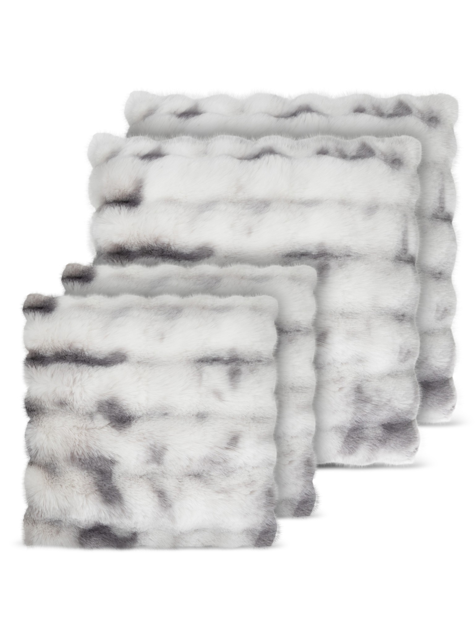 Bild von 4 Kissenbezüge aus Fellimitat 2x 45x45 cm, 2x 60x60 cm „Milan“ Hellgrau