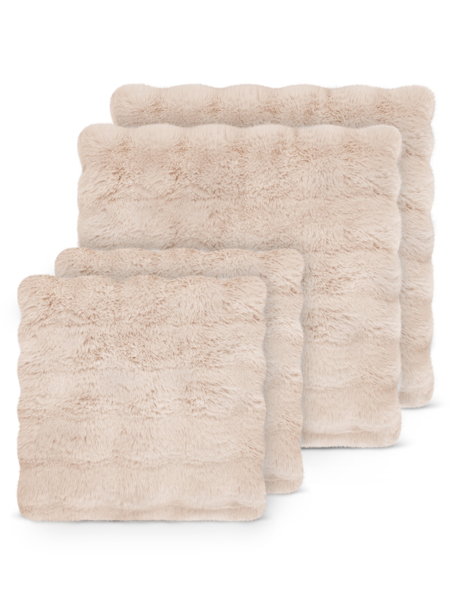 Bild von 4 Kissenbezüge aus Fellimitat 2x 45x45 cm, 2x 60x60 cm „Milan“ Taupe