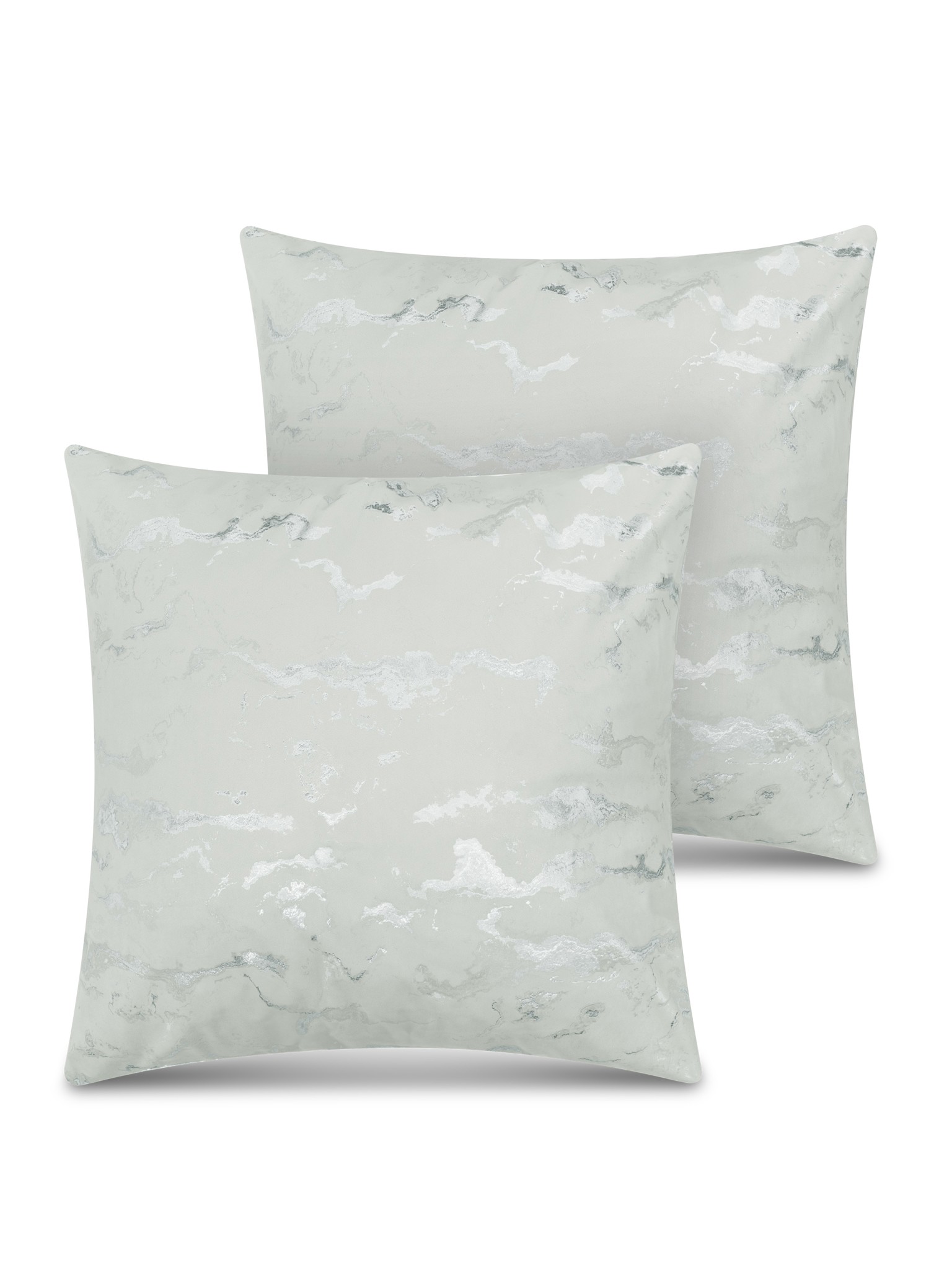 Bild von 2 Kissenbezüge mit Marmordesign 60x60 cm „Carrara“ Silber