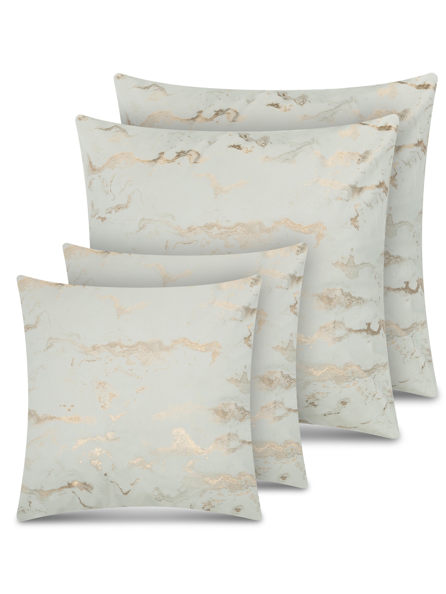 Bild von 4 Kissenbezüge mit Marmordesign 2x 45x45 cm, 2x 60x60 cm „Carrara“ Gold