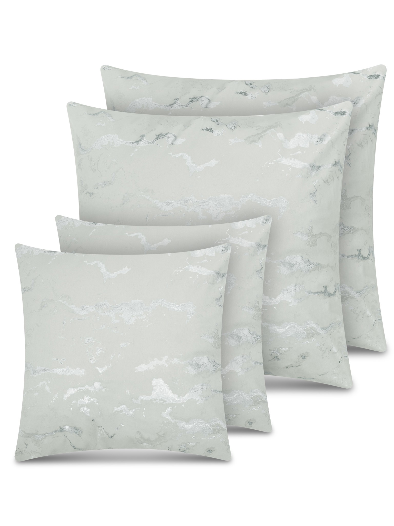 Bild von 4 Kissenbezüge mit Marmordesign 2x 45x45 cm, 2x 60x60 cm „Carrara“ Silber