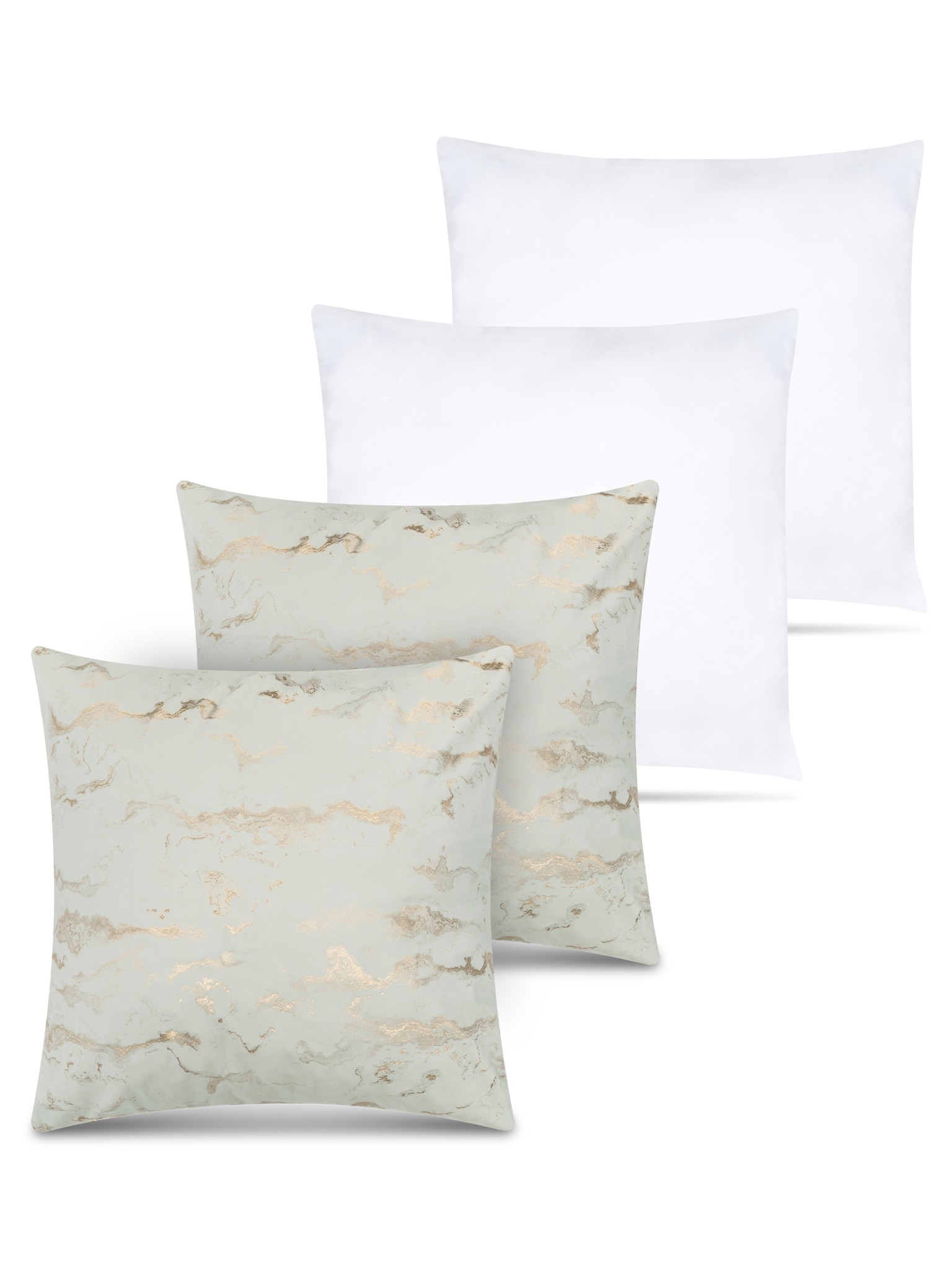 Bild von 2 Kissenbezüge mit Marmordesign + Füllungen 60x60 cm Gold