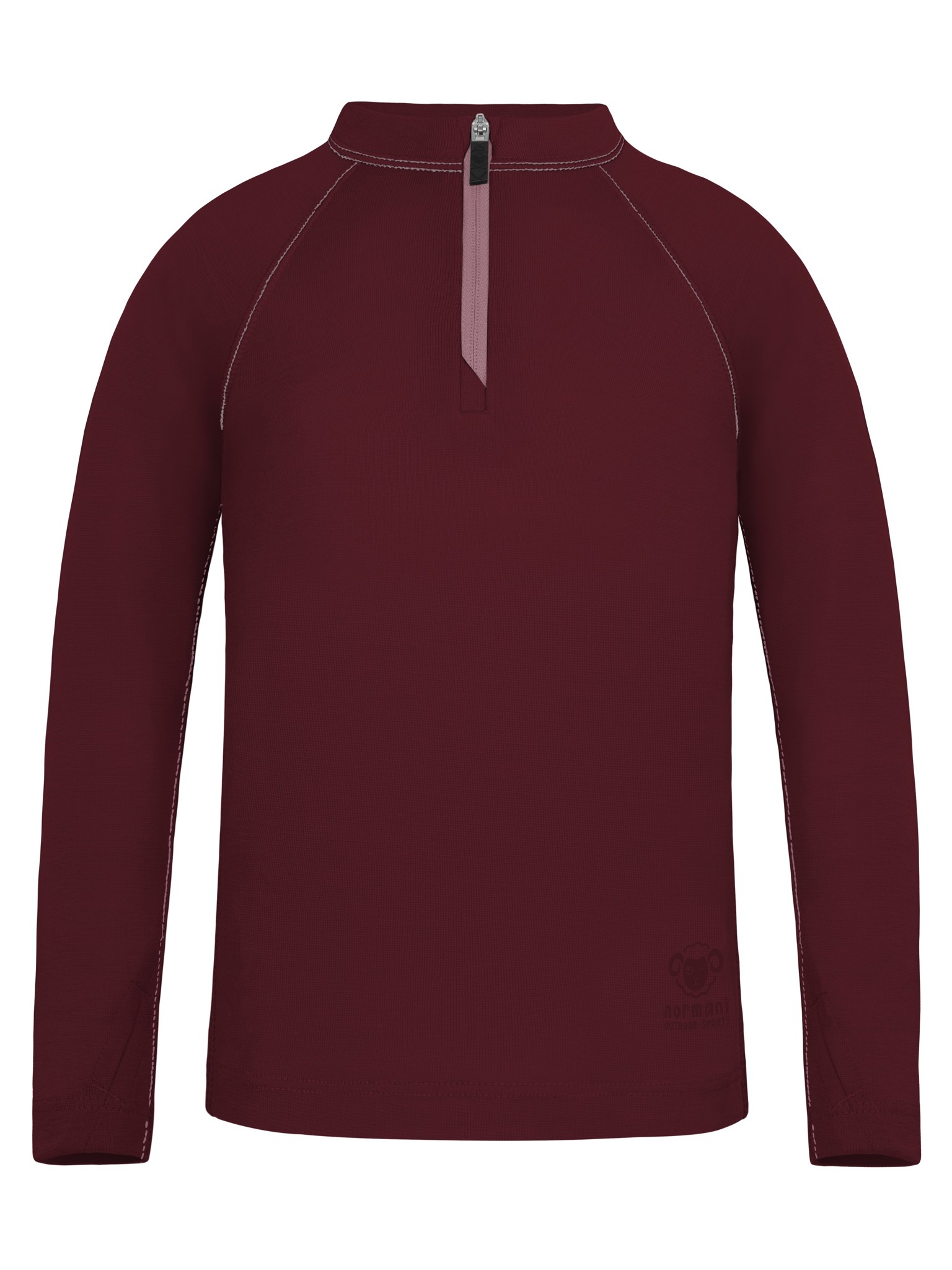 Bild von Kinder Merino Langarm mit 1/4 Zipper „Nyapari“ Bordeaux