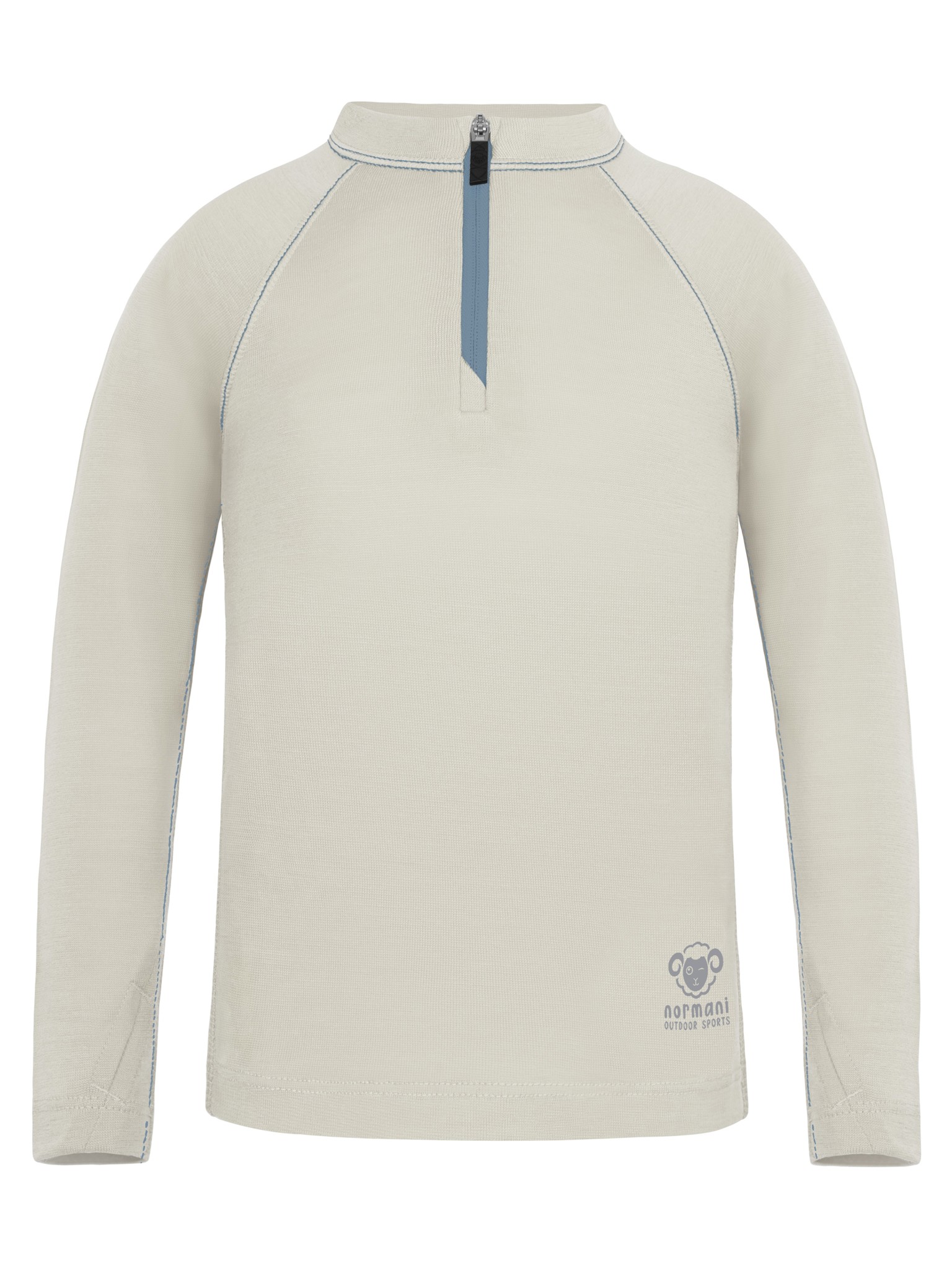 Bild von Kinder Merino Langarm mit 1/4 Zipper „Nyapari“ Wollweiß
