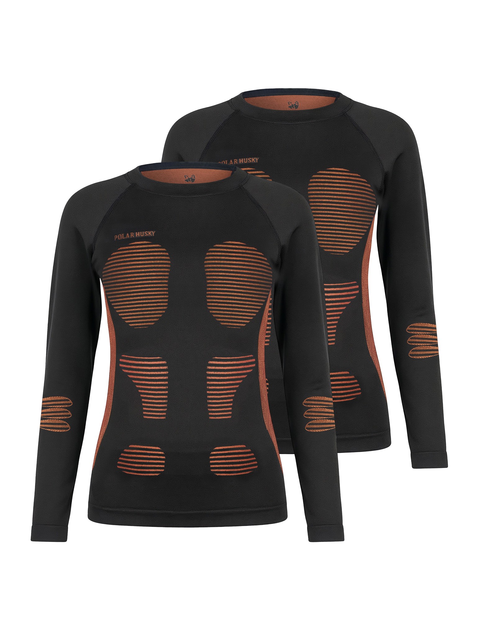 Bild von 2 x Thermooberteil Langarm Shirt Skiunterwäsche für Damen Orange