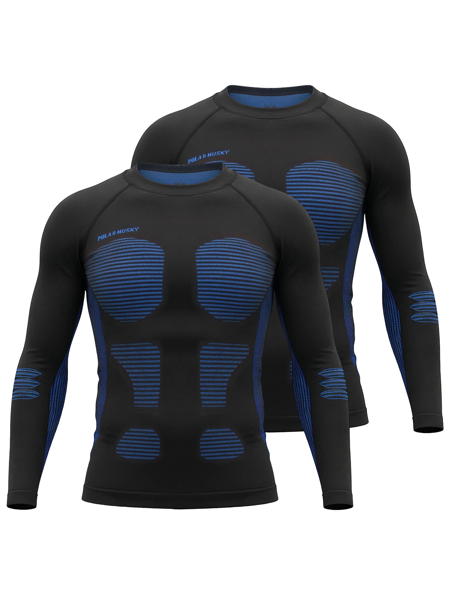 Bild von 2 x Thermooberteil Langarm Shirt Skiunterwäsche für Herren Blau