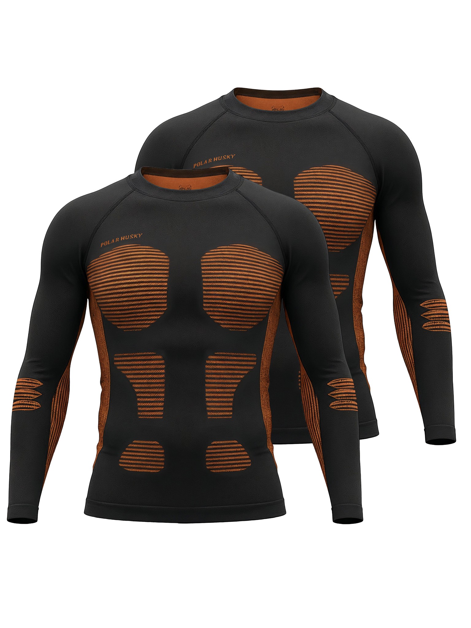 Bild von 2 x Thermooberteil Langarm Shirt Skiunterwäsche für Herren Orange