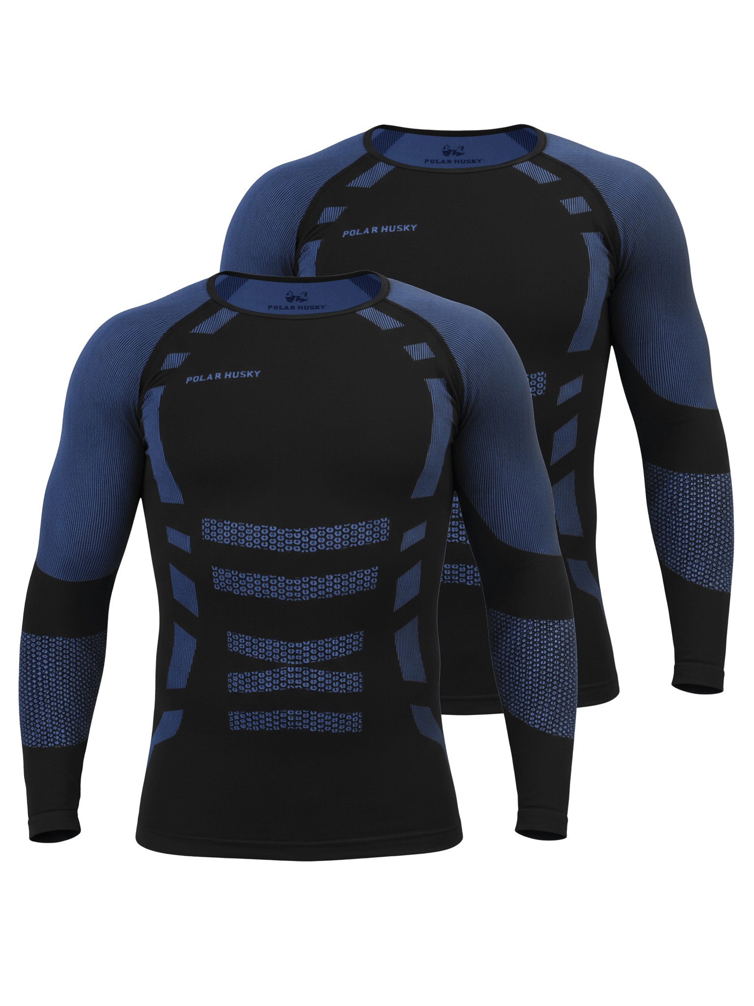 Bild von 2 x Thermooberteil Langarm Shirt Skiunterwäsche für Herren Blau/Schwarz