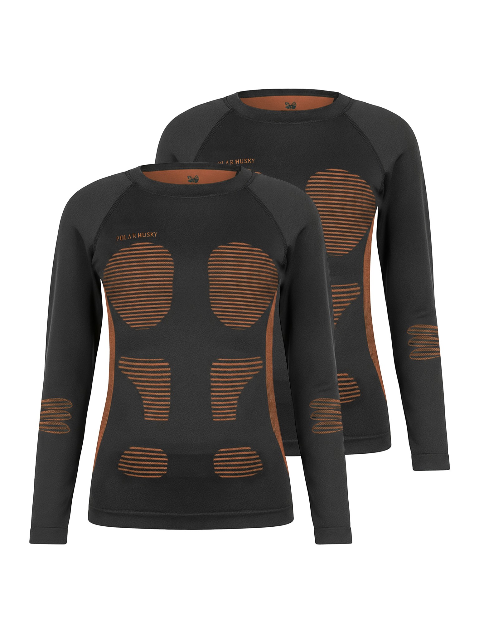 Bild von 2 x Thermooberteil Langarm Shirt Skiunterwäsche für Damen und Herren Orange