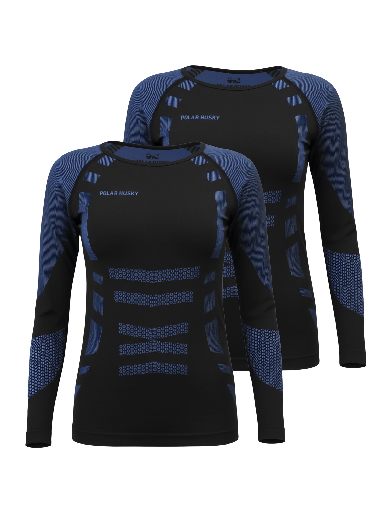 Bild von 2 x Thermooberteil Langarm Shirt Skiunterwäsche für Damen und Herren Blau/Schwarz