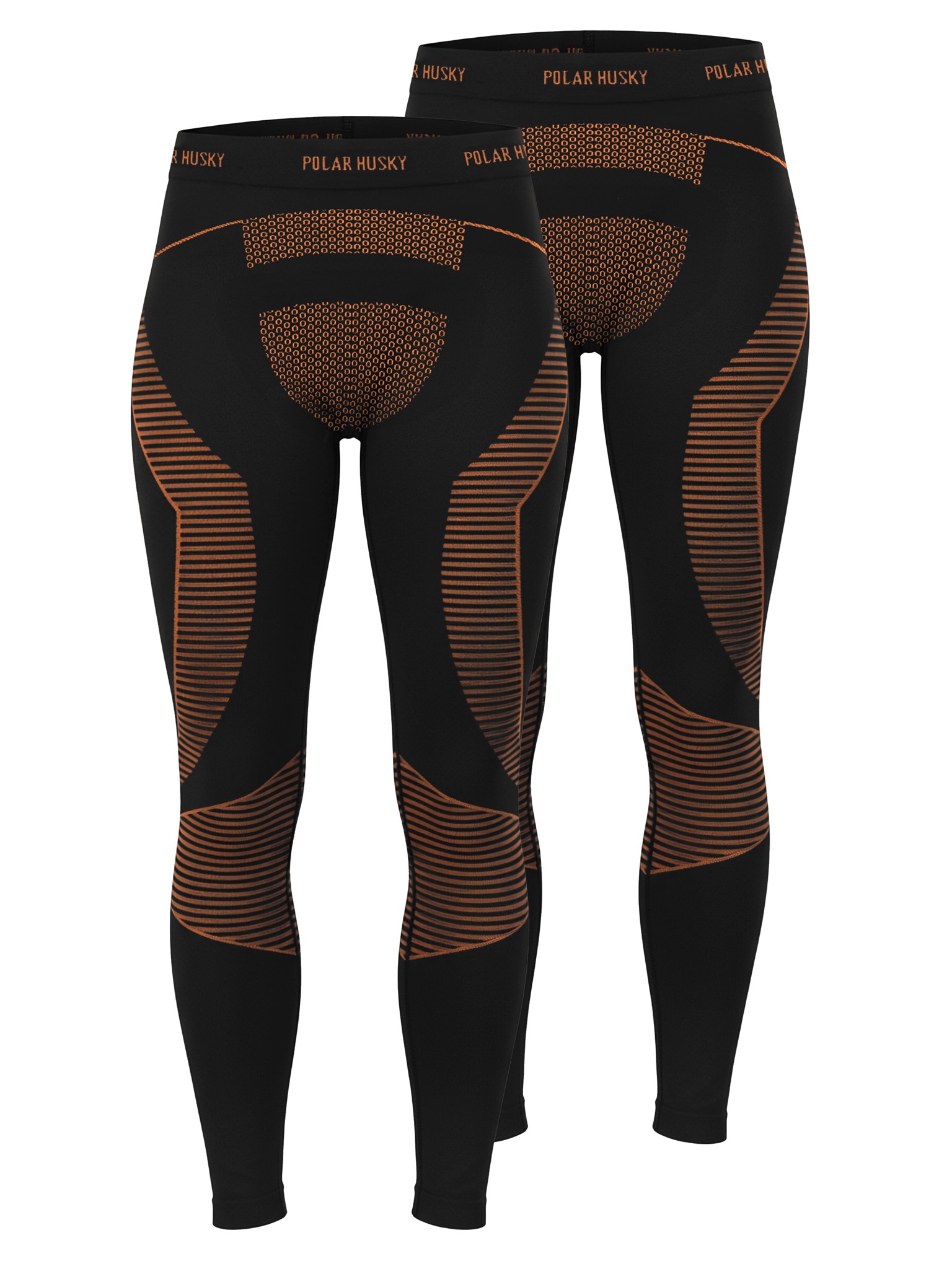 Bild von 2 x Thermounterhose Lange Skiunterwäsche für Damen Orange/Schwarz