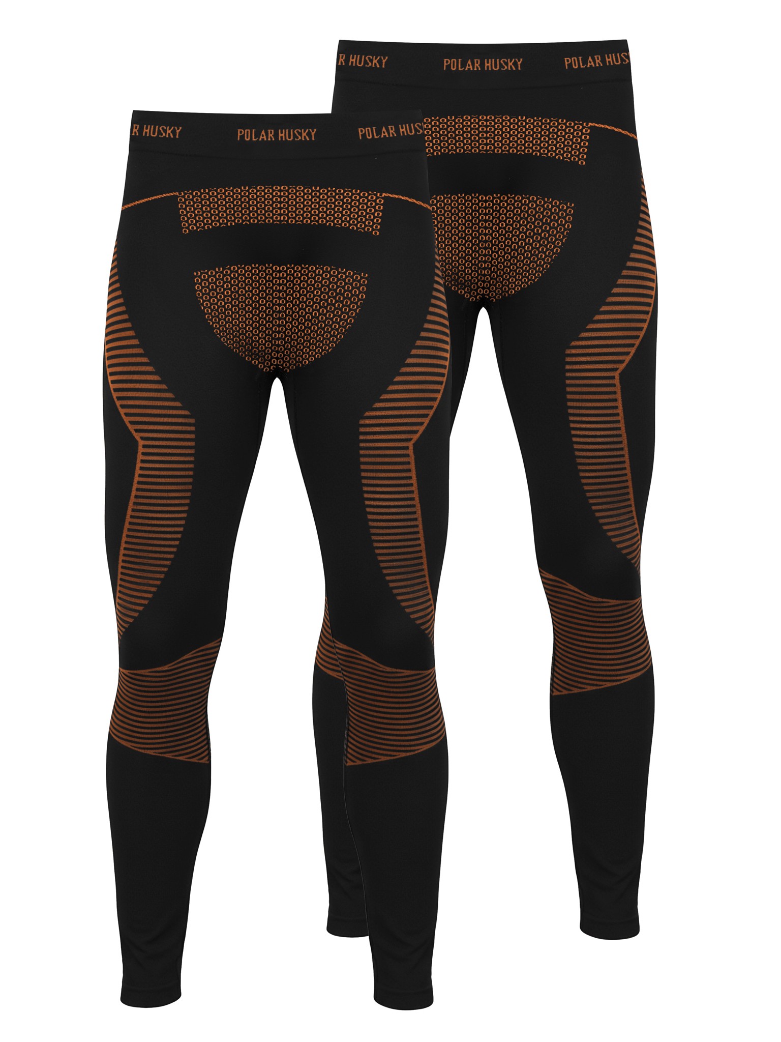 Bild von 2 x Thermounterhose Lange Skiunterwäsche für Herren Orange/Schwarz