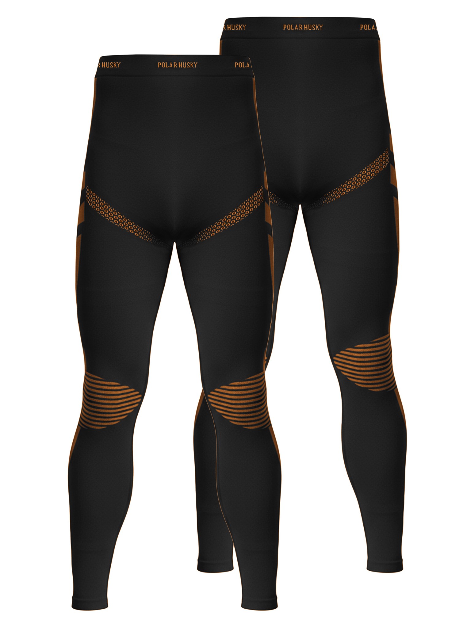 Bild von 2 x Thermounterhose Lange Skiunterwäsche für Herren Schwarz/Orange
