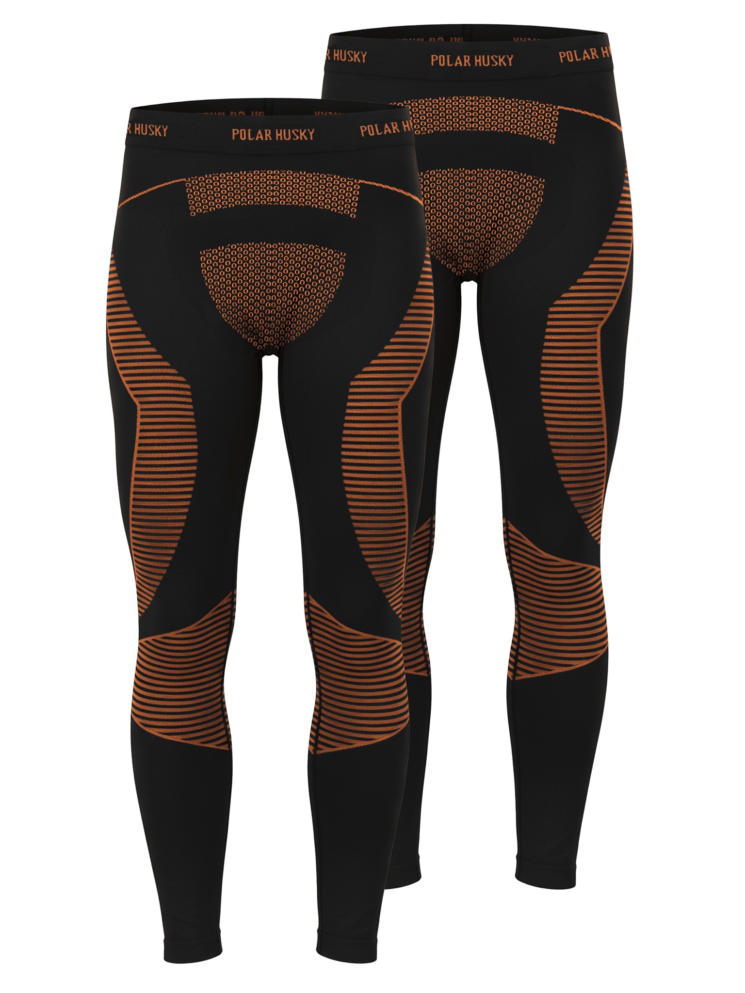 Bild von 2 x Lange Unterhosen Ski- und Thermounterwäsche Orange/Schwarz