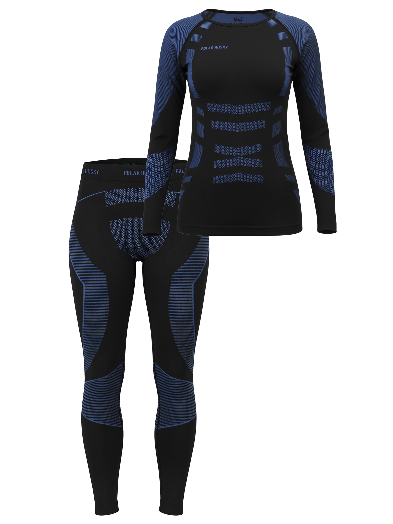 Bild von Damen Sport-Funktionsunterwäsche Set Hemd + Hose Blau/Schwarz
