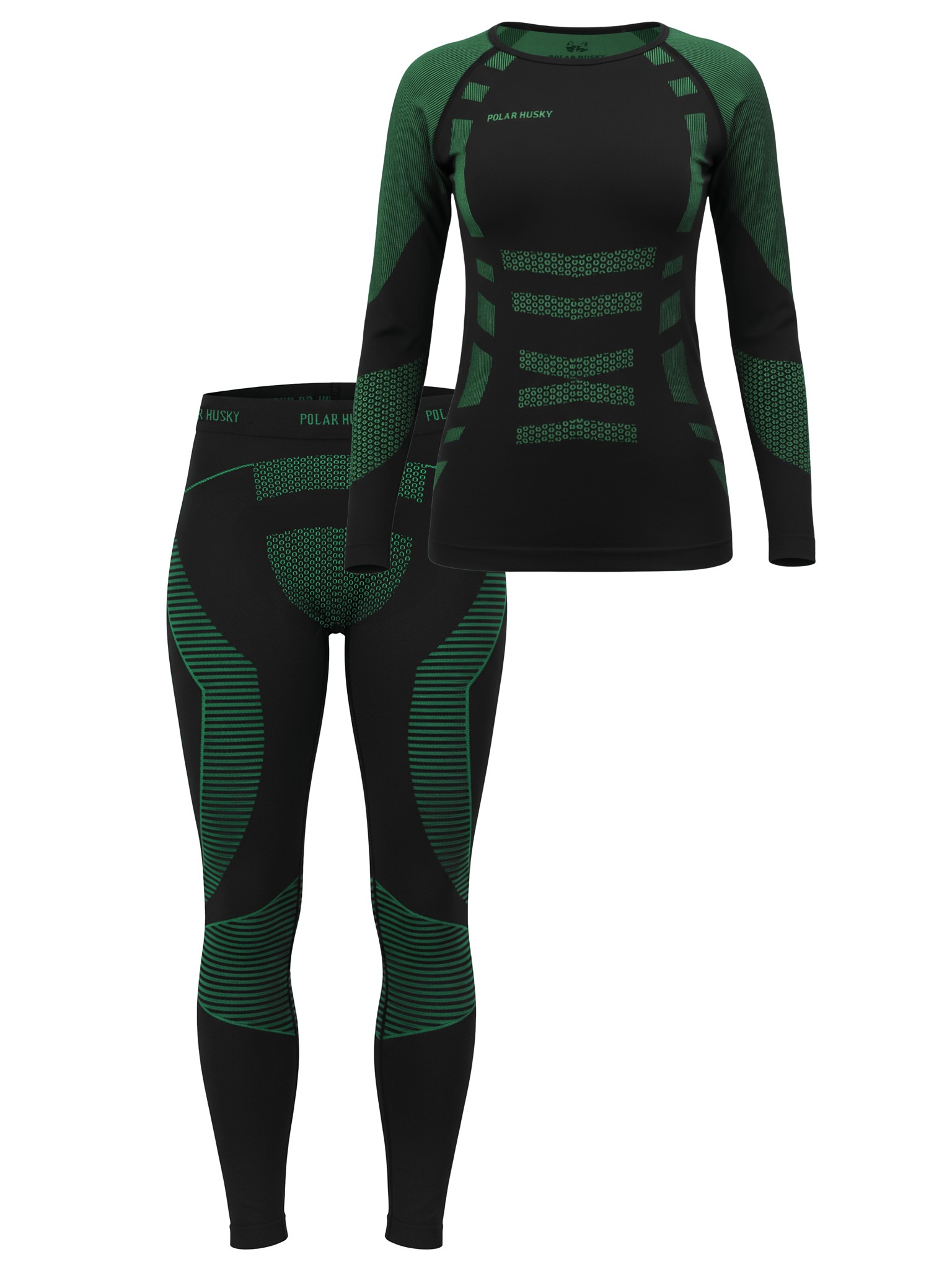 Bild von Damen Sport-Funktionsunterwäsche Set Hemd + Hose Grün/Schwarz