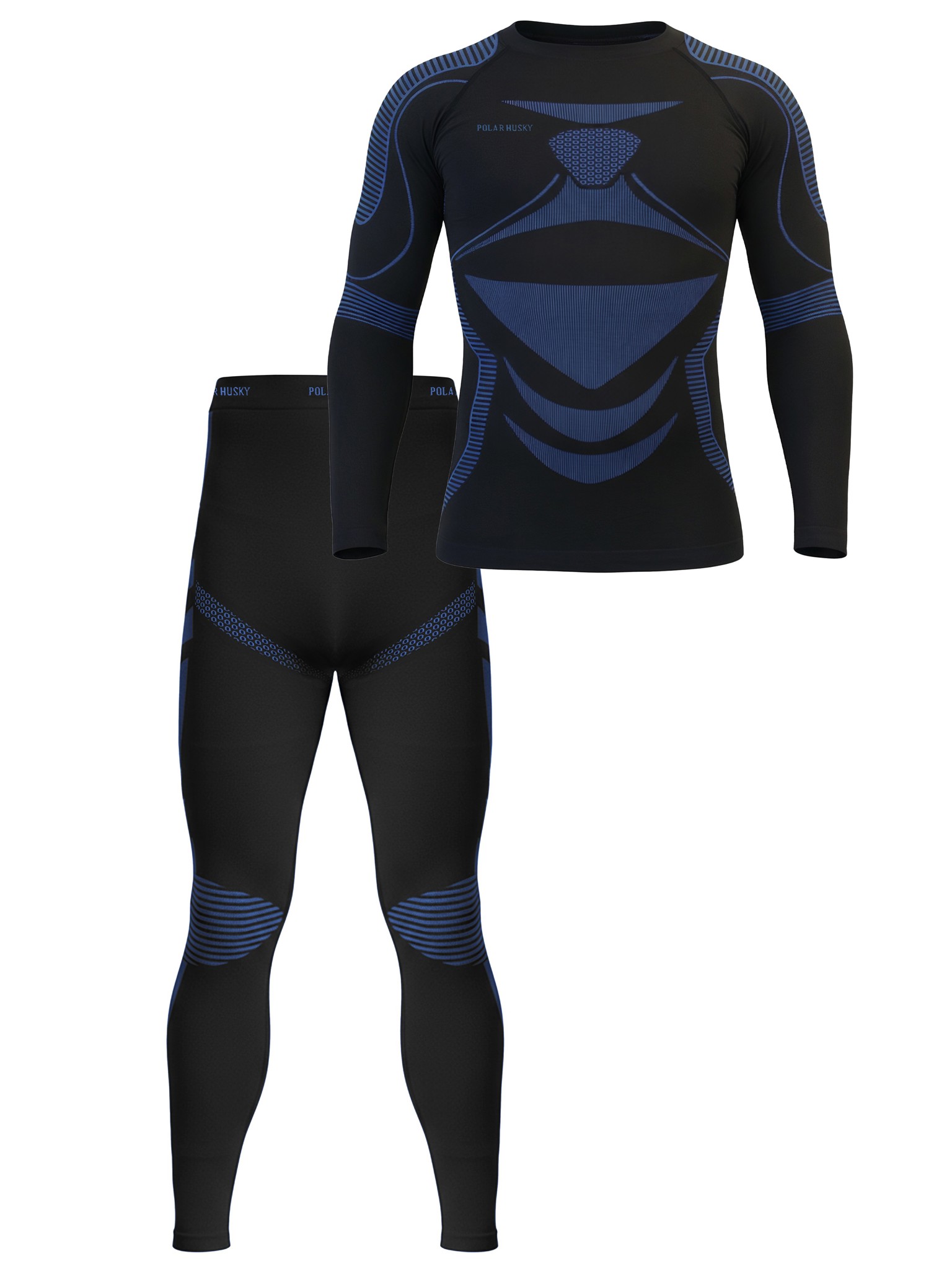 Bild von Herren Sport-Funktionsunterwäsche Set Hemd + Hose Schwarz/Blau