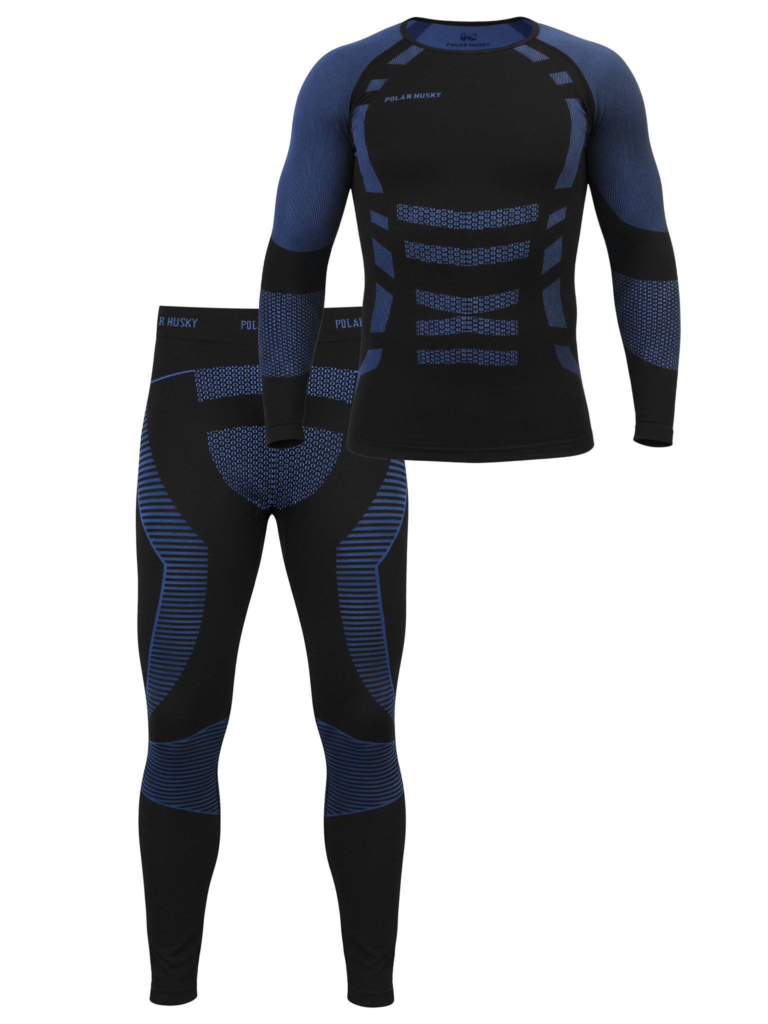 Bild von Herren Sport-Funktionsunterwäsche Set Hemd + Hose Blau/Schwarz