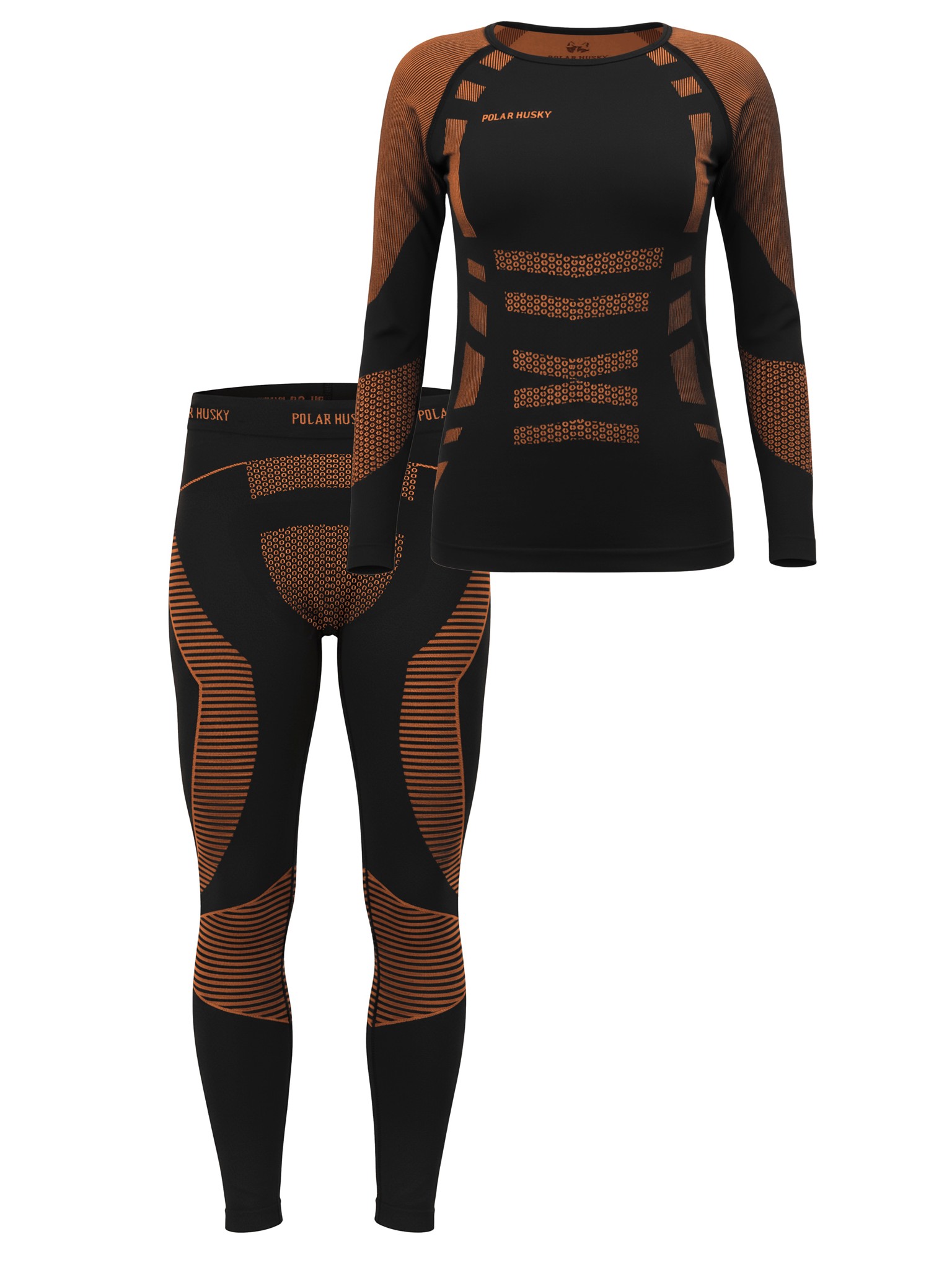Bild von Funktionsunterwäsche Set Hemd + Hose Unisex Orange/Schwarz