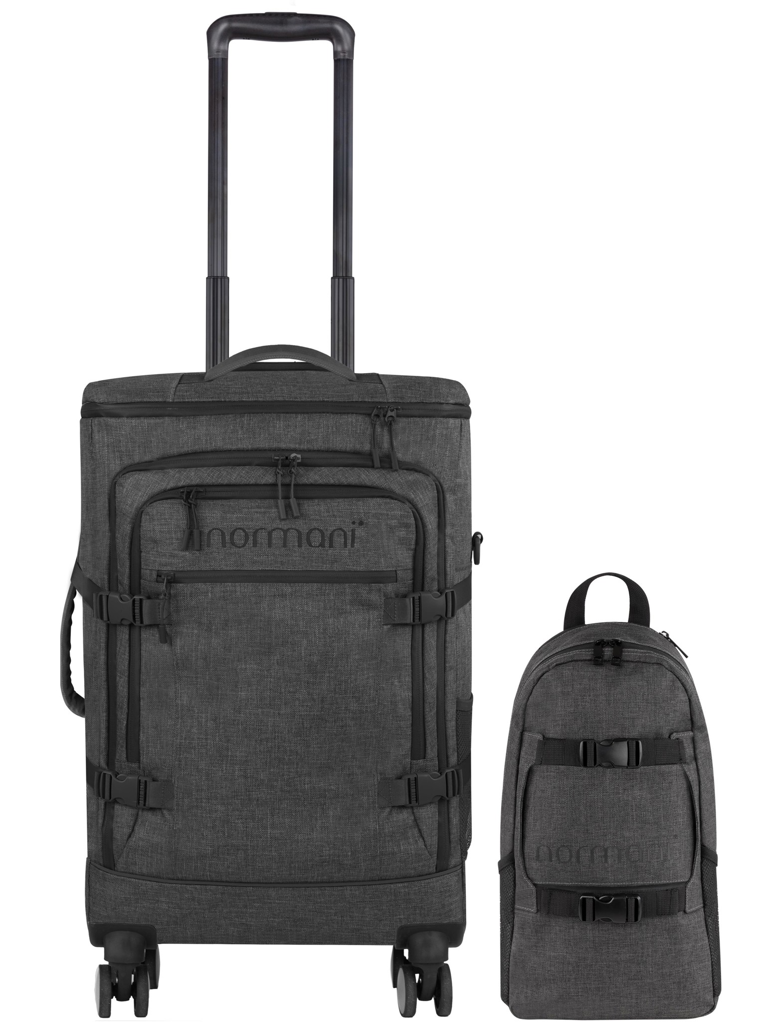 Bild von Reisetrolley mit Rucksackfunktion und kleinem Rucksack 8 Liter Anthrazit