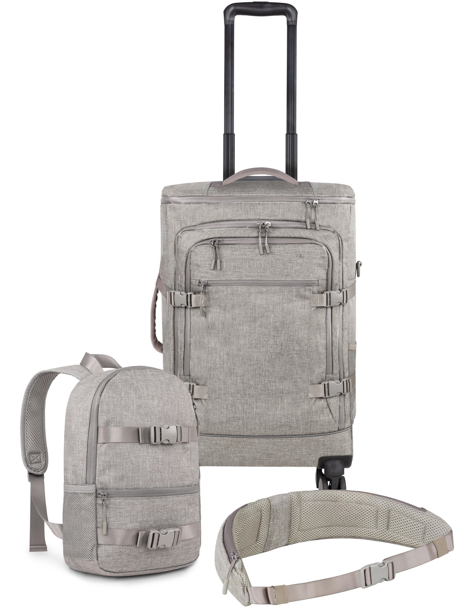 Bild von Reisetrolley mit kleinem 5L Rucksack und Hüftgurt Beige