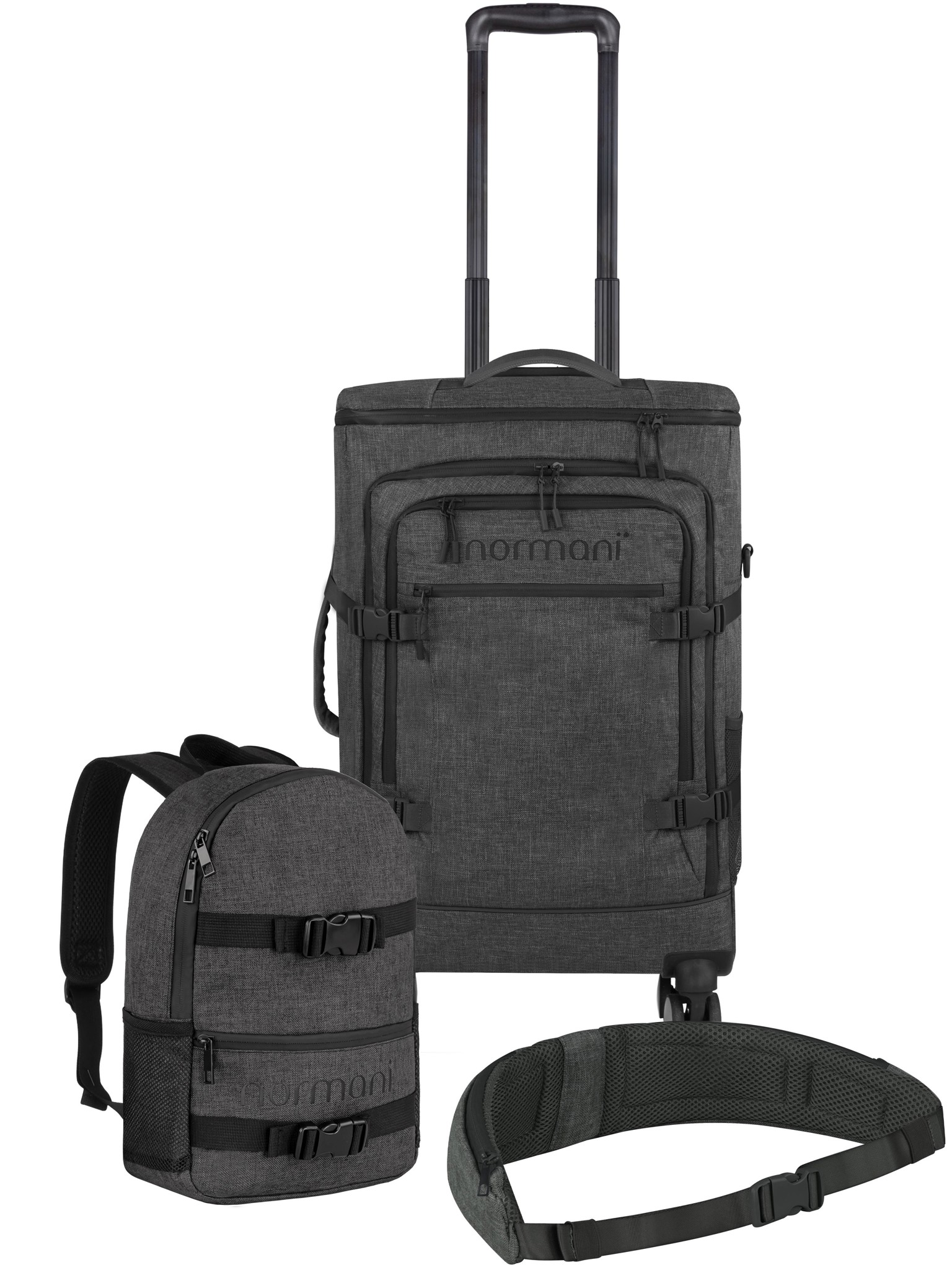 Bild von Reisetrolley mit kleinem 5L Rucksack und Hüftgurt Anthrazit